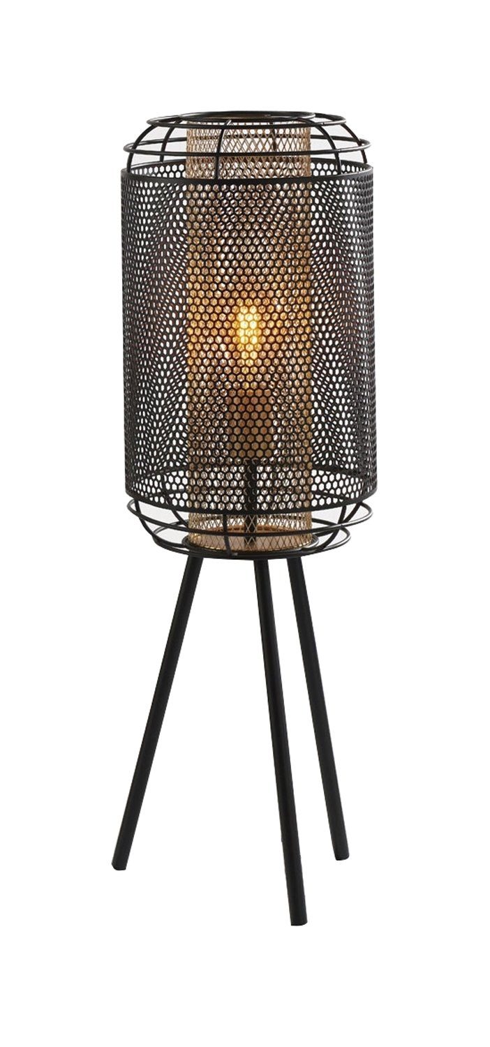 casa NOVA Stehlampe Hockerleuchte DAKOTA, 1-flammig, H 70 cm, ohne Leuchtmittel, Goldgelb, Schwarz, Metall