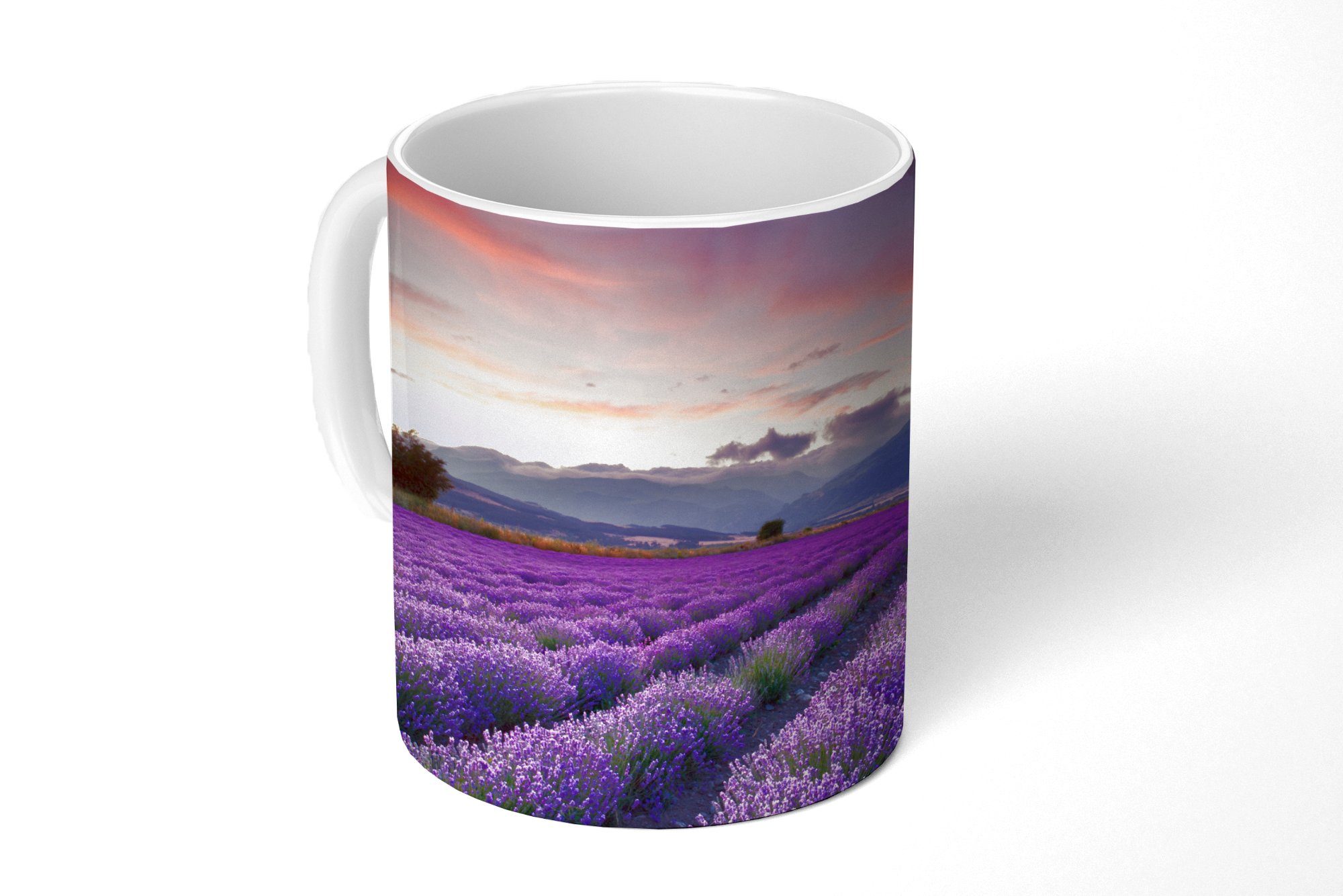 Kaffeetassen, Lavendelfeld Teetasse, Sonnenuntergang, bei schönes Geschenk Ein Teetasse, Tasse MuchoWow Becher, Keramik,