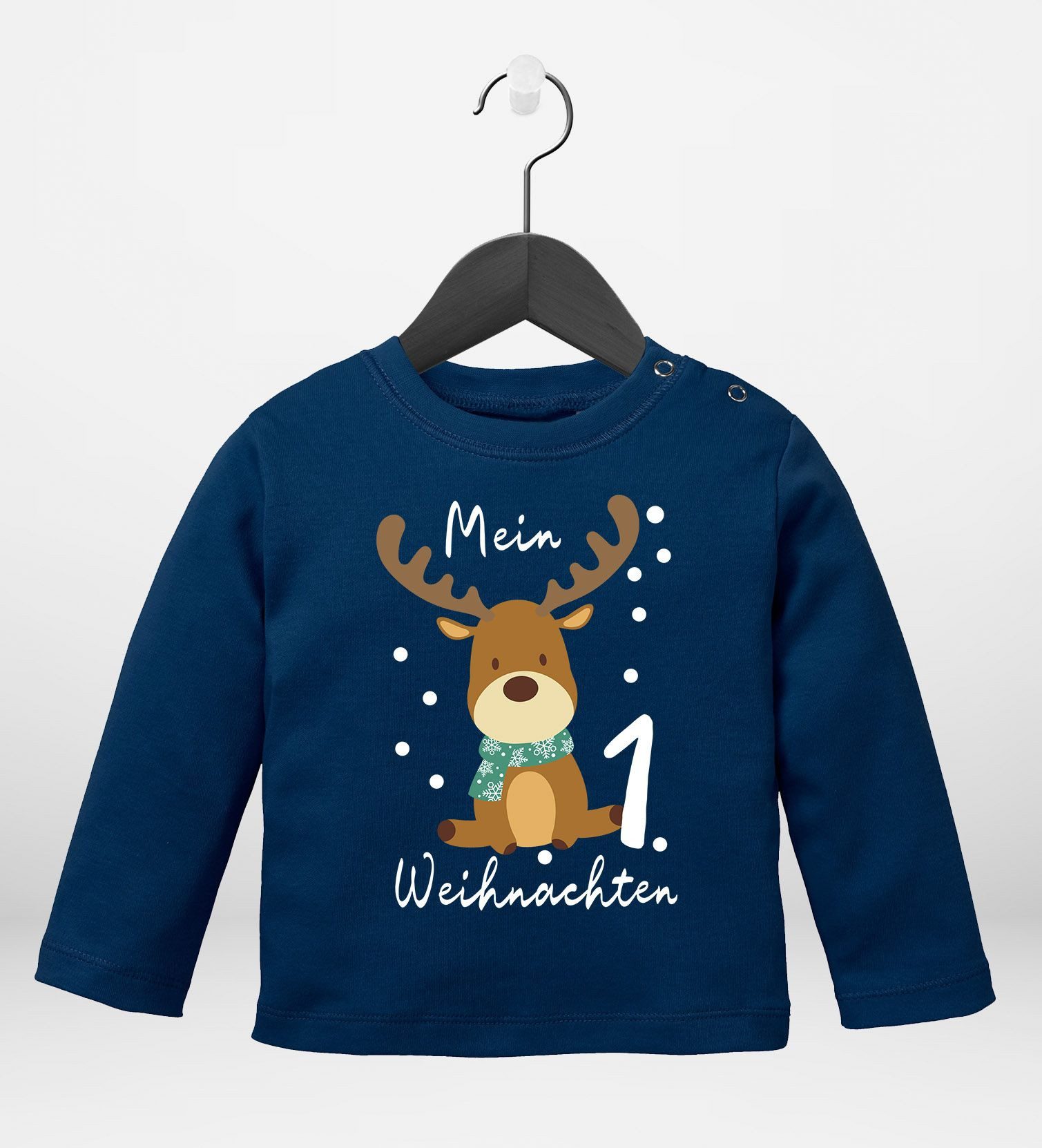 MoonWorks Rundhalsshirt Baby Langarmshirt Mein erstes Weihnachten Rentier Aufdruck XMAS
