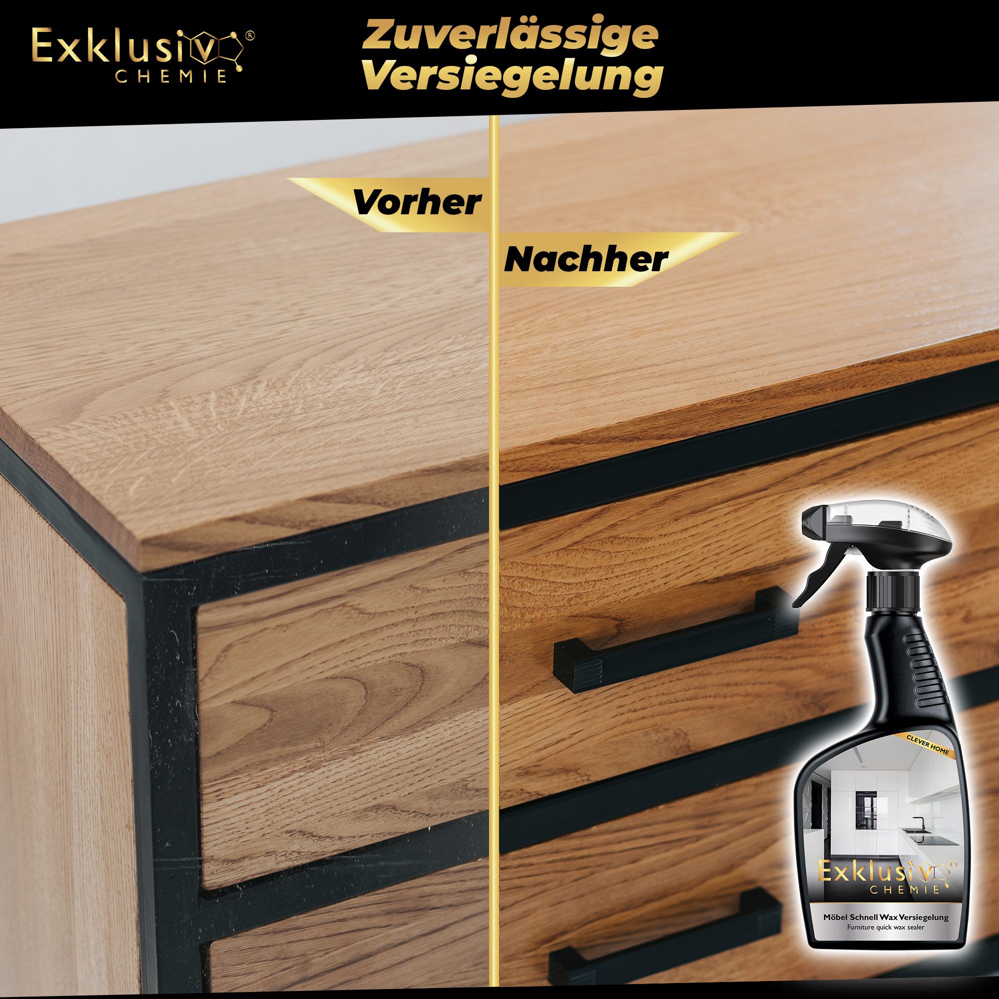 Exklusiv Chemie GmbH Möbel Schnell Wax Möbelpflegeöl-Set, Hochglanz Möbel Pflege