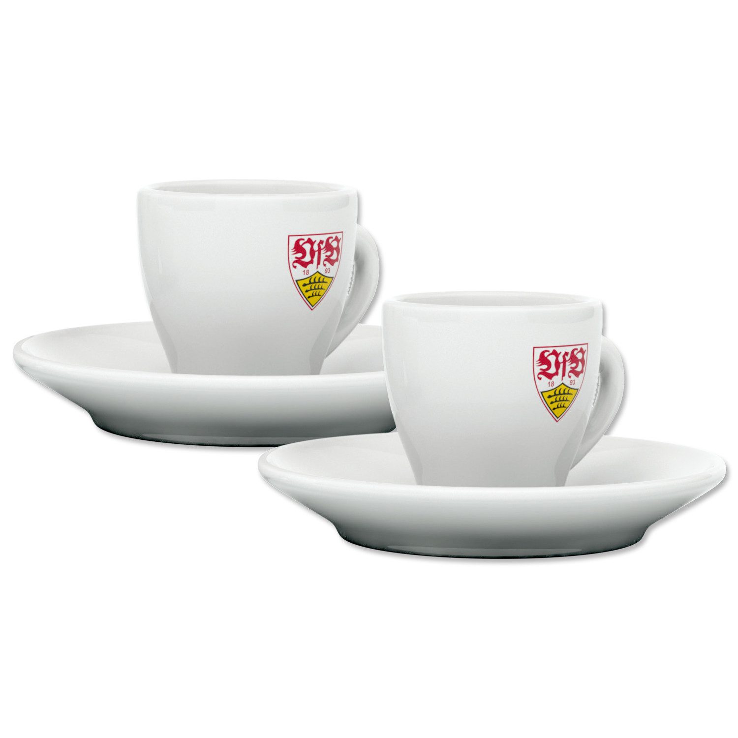 Tradecon Espressotasse VfB Stuttgart Espresso-Tassen 2er Set Offizieller Fanartikel mit Logo, Keramik