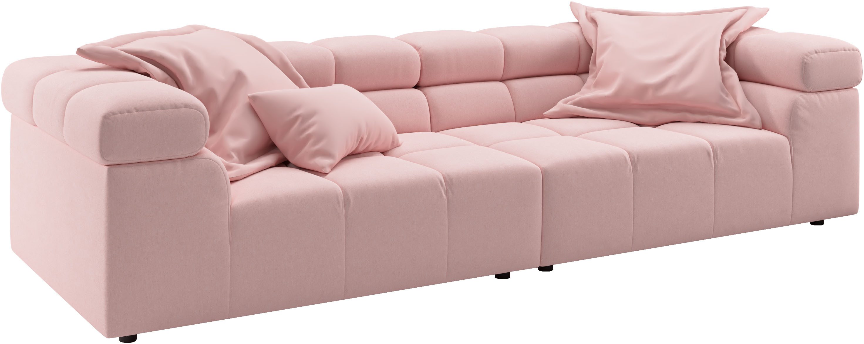 Home affaire Big-Sofa Ancona modern, elegant, bequem, viel Platz, B/T/H: 290/110/70 cm, auffällige Steppung, inkl. 2 Zierkissen und verstellbaren Kopfstützen