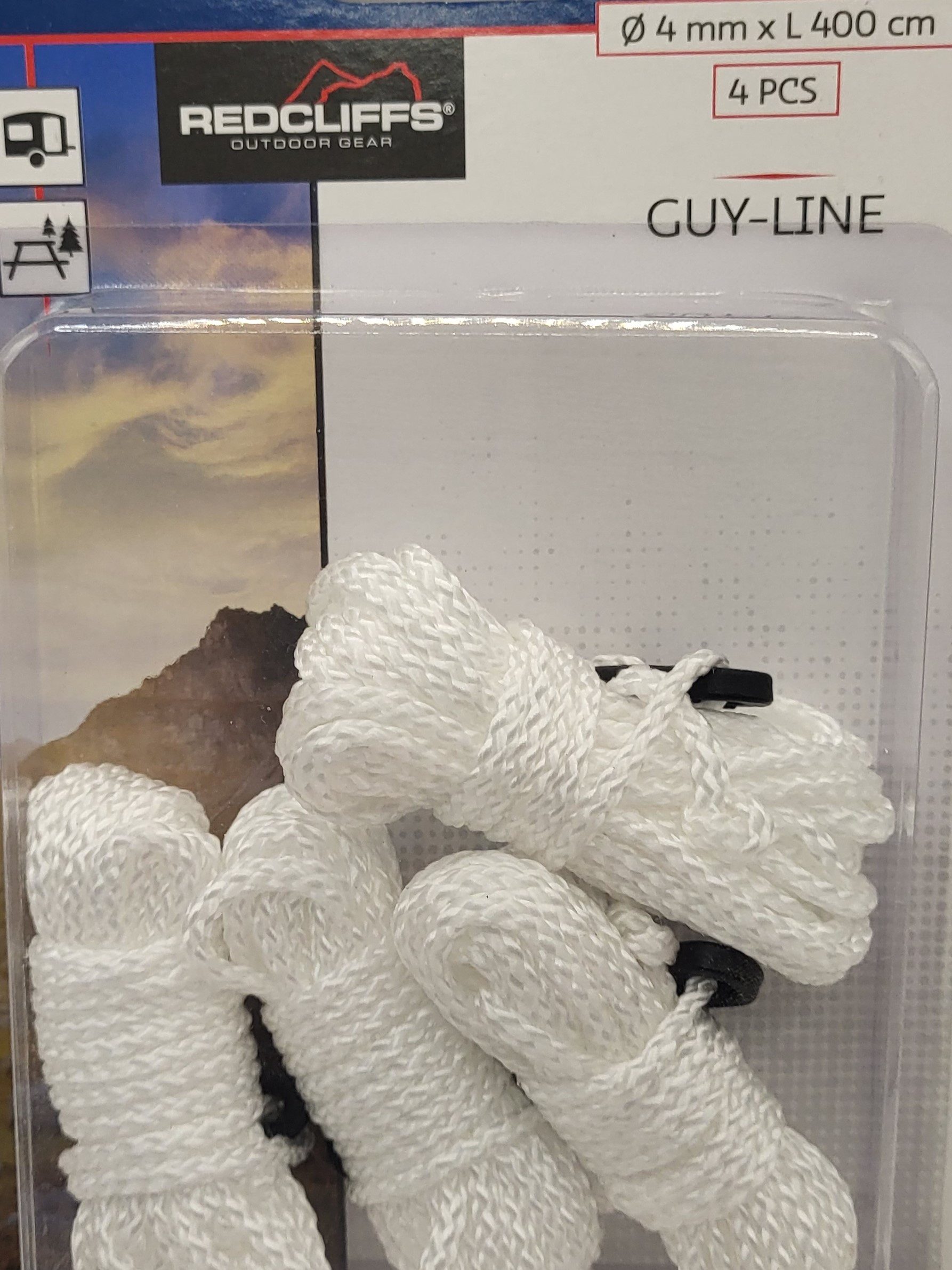Redcliffs Camptropia Zeltseil 4 Stück Set Weiß 4m Abspannseil Zeltzubehör Seil (4-tlg)