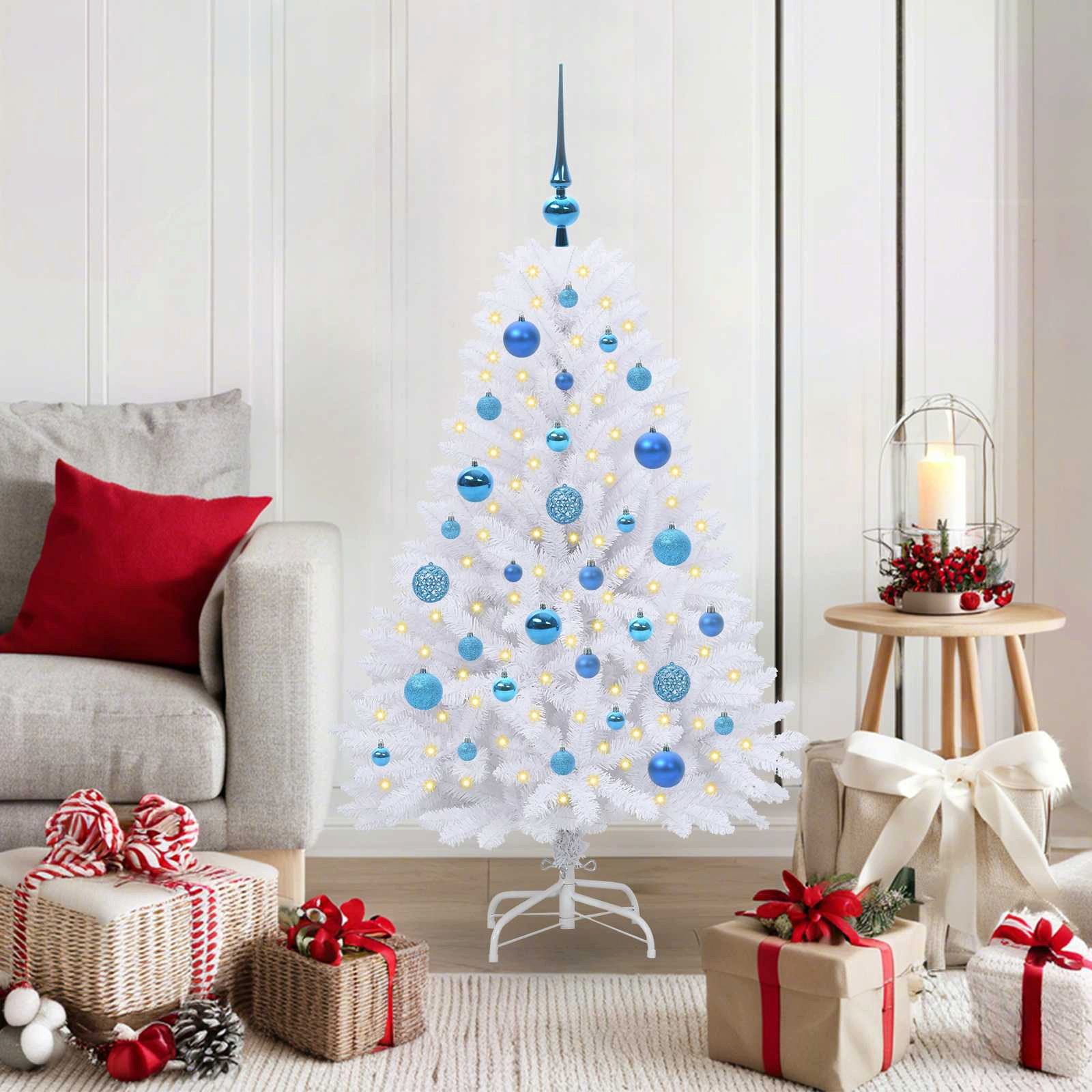 vidaXL Künstlicher Weihnachtsbaum Künstlicher klappbarer Weihnachtsbaum Weiß 120 cm PVC und Stahl