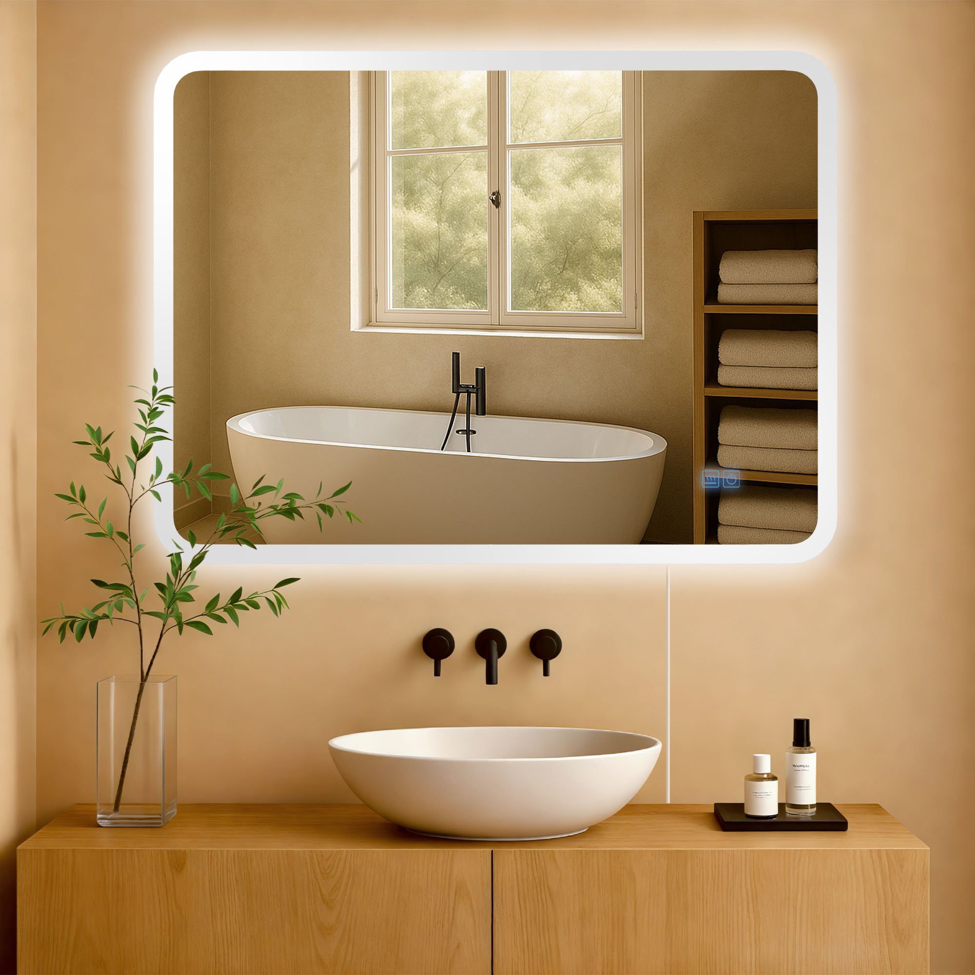 furnicato Badspiegel Jericho LED 80x60 cm Klarglas (1-St)