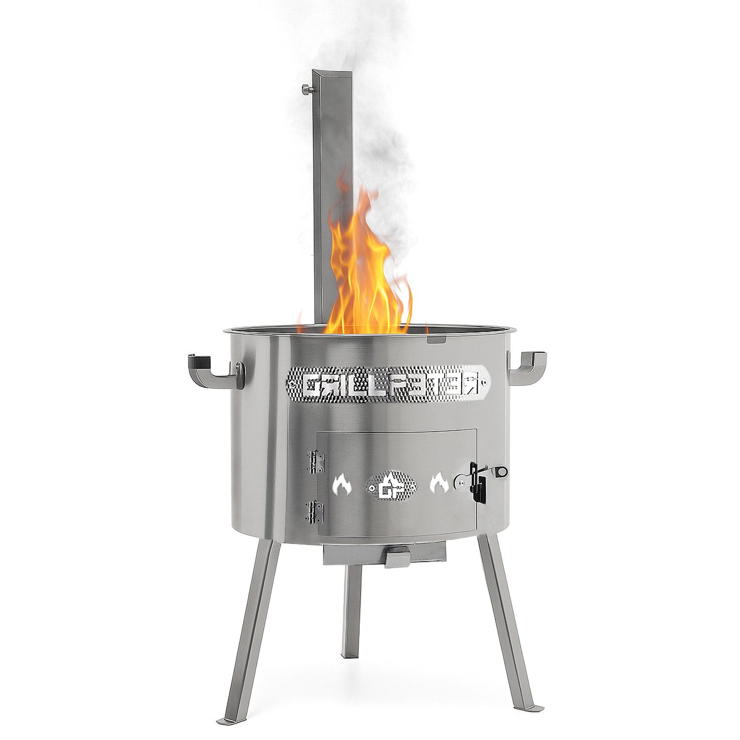 Grillpeter Holzkohlegrill Utschak Timur Edelstahl 2mm mit Abzugsrohr Feuerofen für Kazan