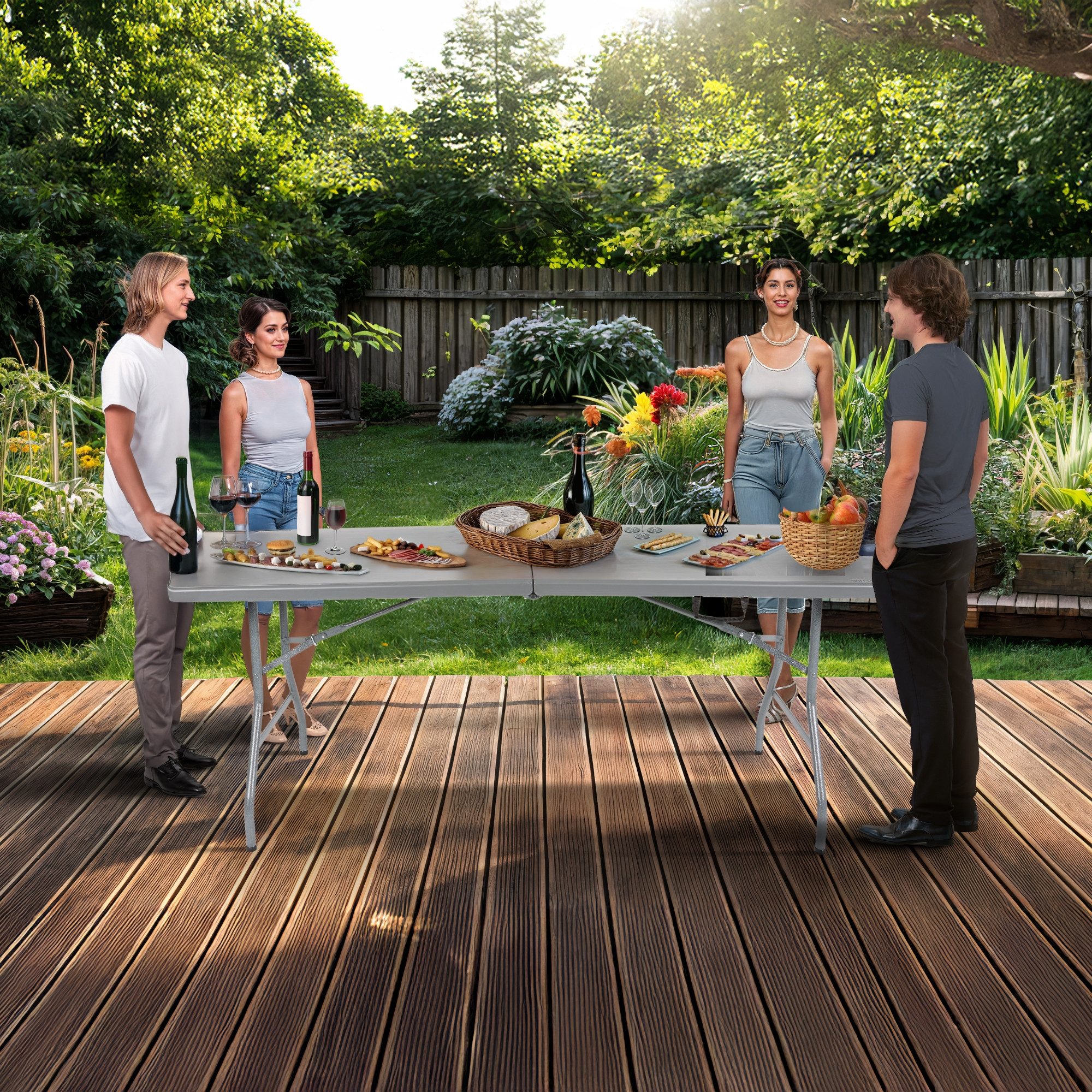 Arebos Klapptisch 182 cm, klappbar für Garten, Camping, Buffet, bis 150 kg, günstig online kaufen