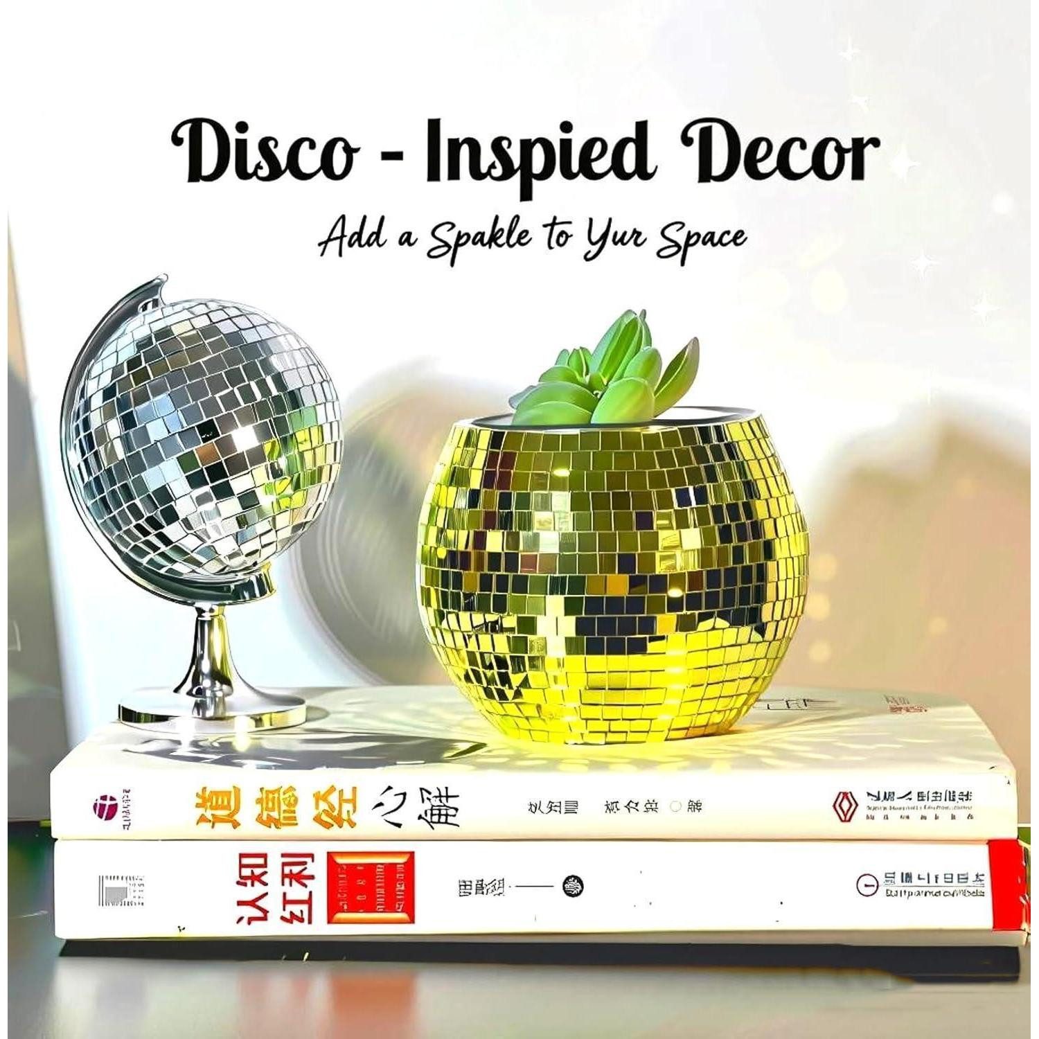 LuxusKollektion Blumentopf Blumentopf Discokugel Gold Mosaik Glas Vase Gold 8*10*10cm 3*4*4 inch
