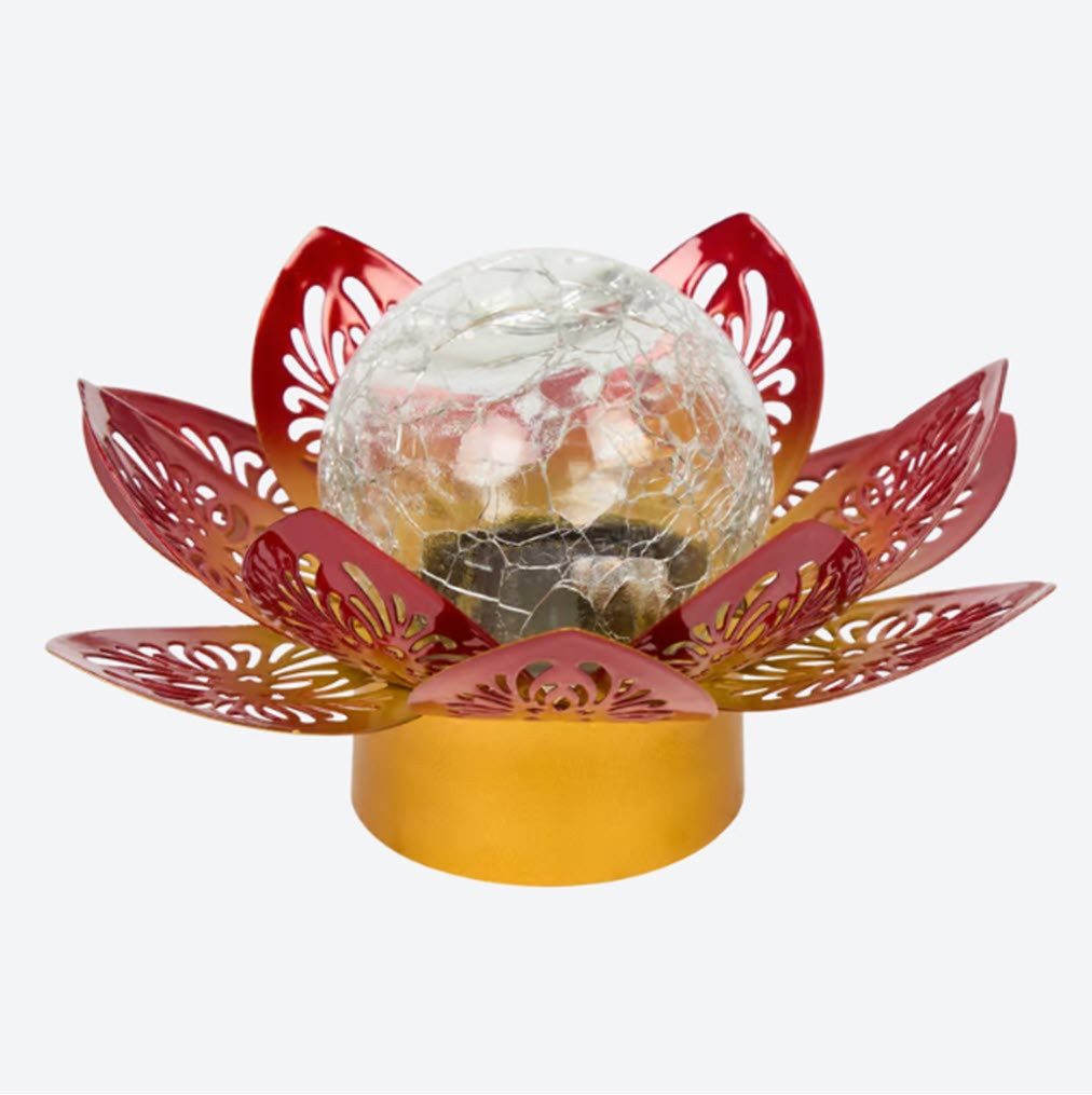 ZD Trading LED Solarleuchte Solarlampe Lotus Metall 17 x 17 x 9,5 cm