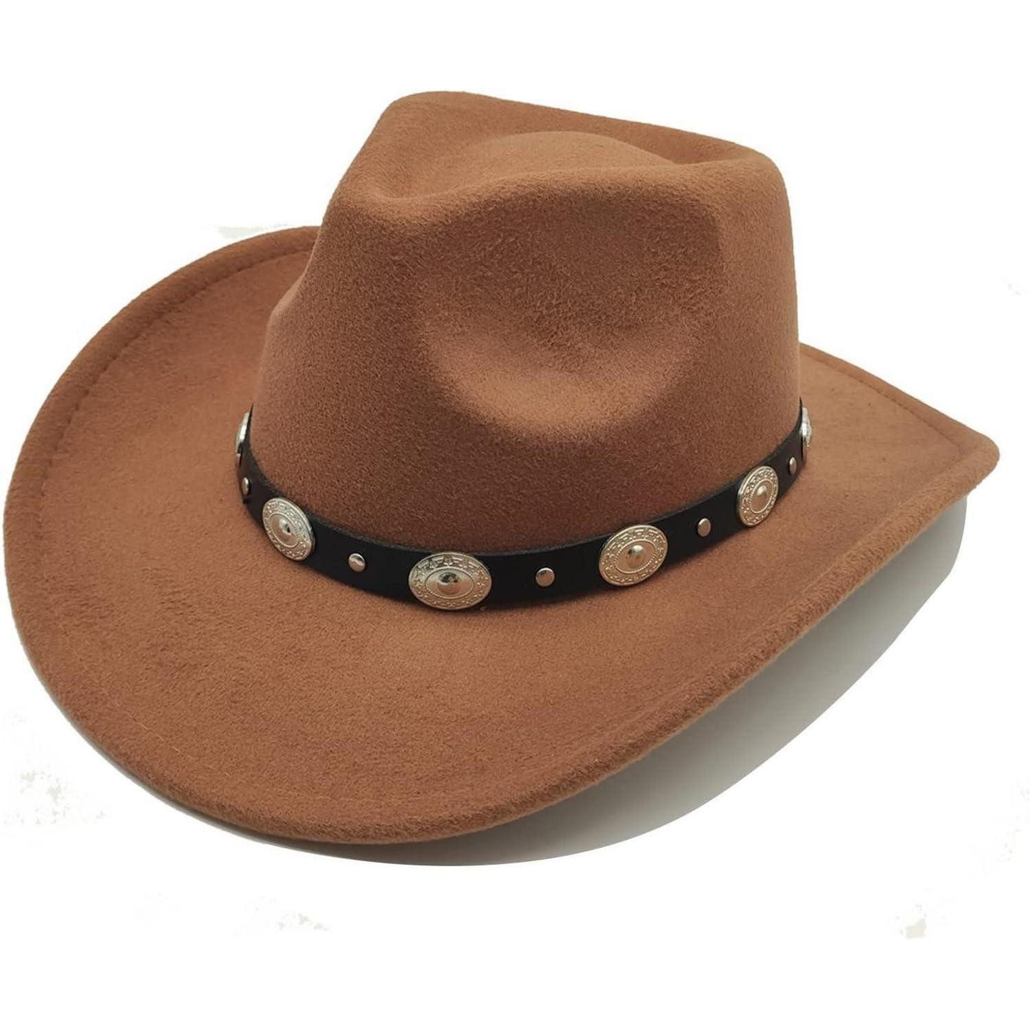 LuxusKollektion Cowboyhut Cowboyhut Westernhut Fedora Damen Herren Krempe Einheitsgröße Khaki
