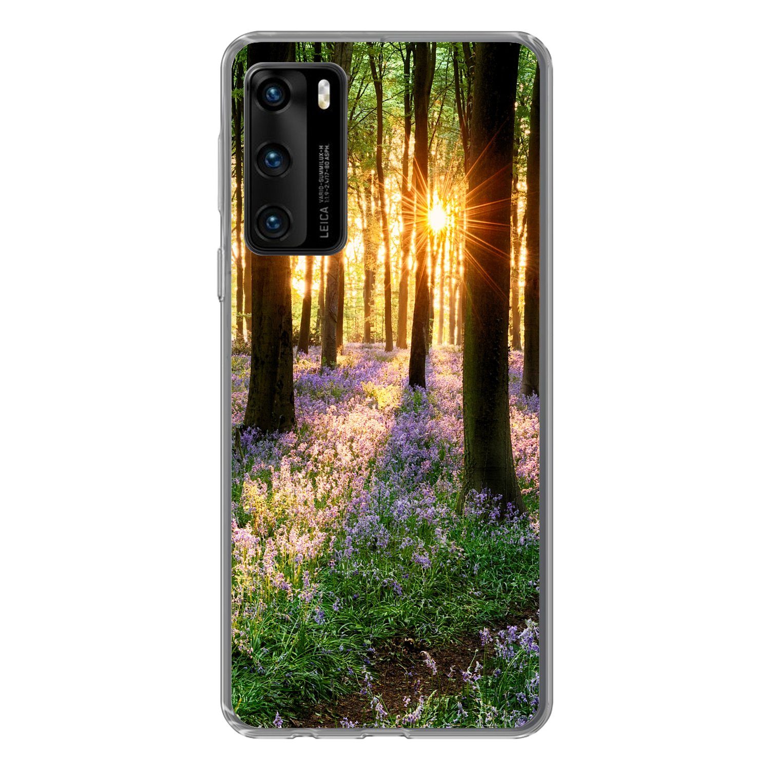 MuchoWow Handyhülle für Huawei P40 Wald - Blumen - Lavendel - Sonne - Lila - Natur, Handy Case, Silikon, Bumper Case Dünn