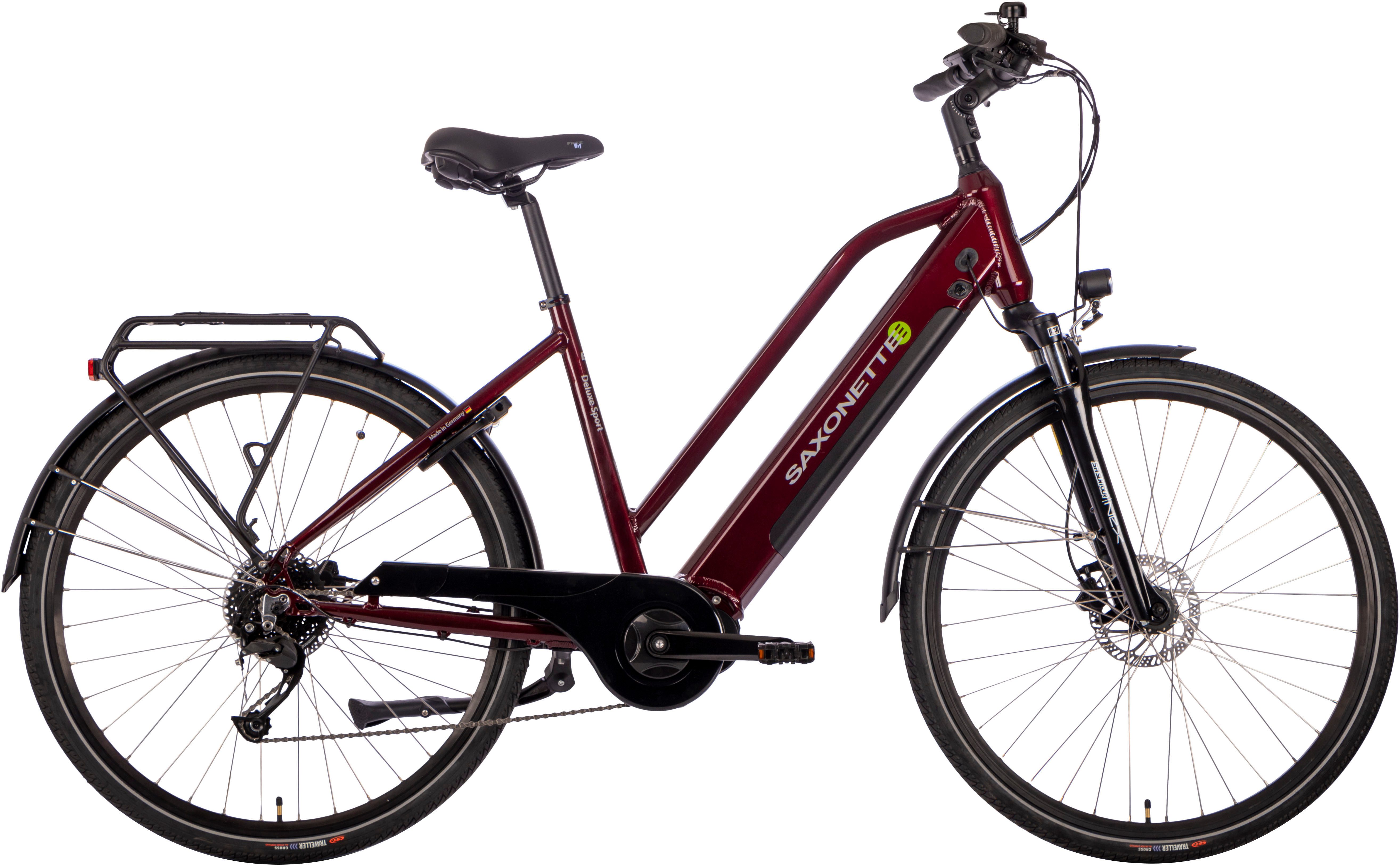 SAXONETTE E-Bike Cityrad Deluxe Sport Lady, 9 Gang Shimano Alivio Schaltwerk, Kettenschaltung, Mittelmotor, 418 Wh, Pedelec, Elektrofahrrad für Damen u. Herren