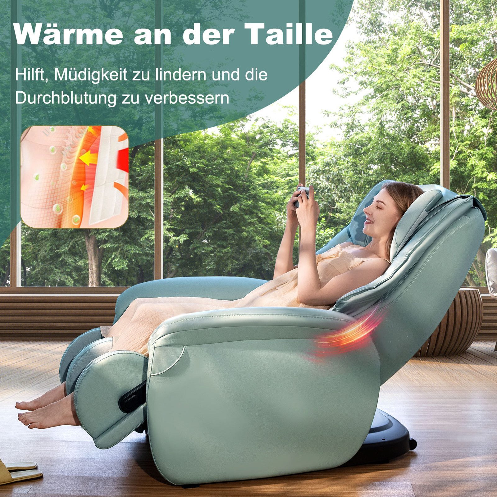 COSTWAY Massagesessel mit Wärme-&Liegefunktion, Ganzkörper, Zero Gravity