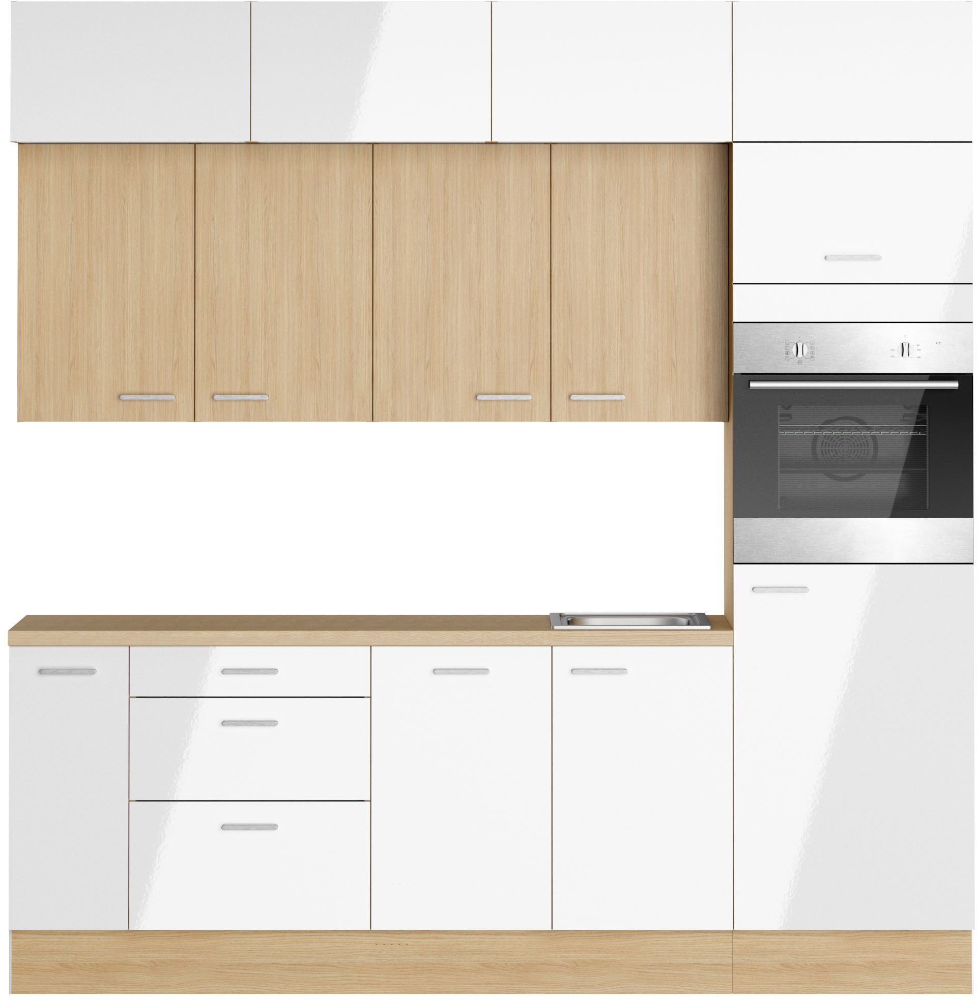 KOCHSTATION Küchenzeile KS-Lucy, Breite 240 cm, Soft-Close, inkl. Zubehör, wahlweise mit Geschirrspüler