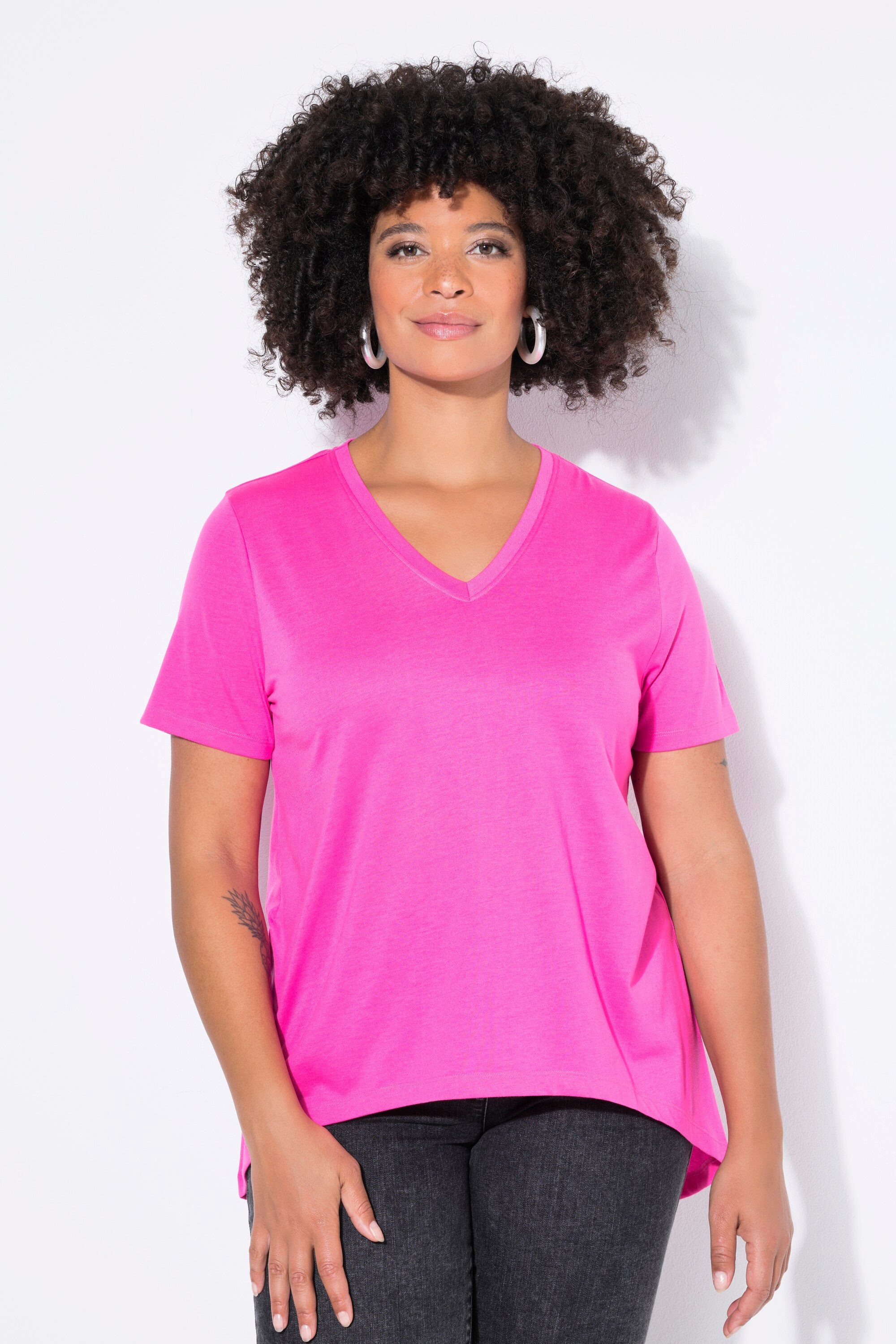 T-Shirt T-Shirt A-Linie Neonfarbe gerundeter Saum