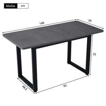 Flieks Esstisch (1-St., 1 Tisch), Esszimmertisch rechteckig Tisch, Bürotisch, Schreibtisch, 140*70*75 cm