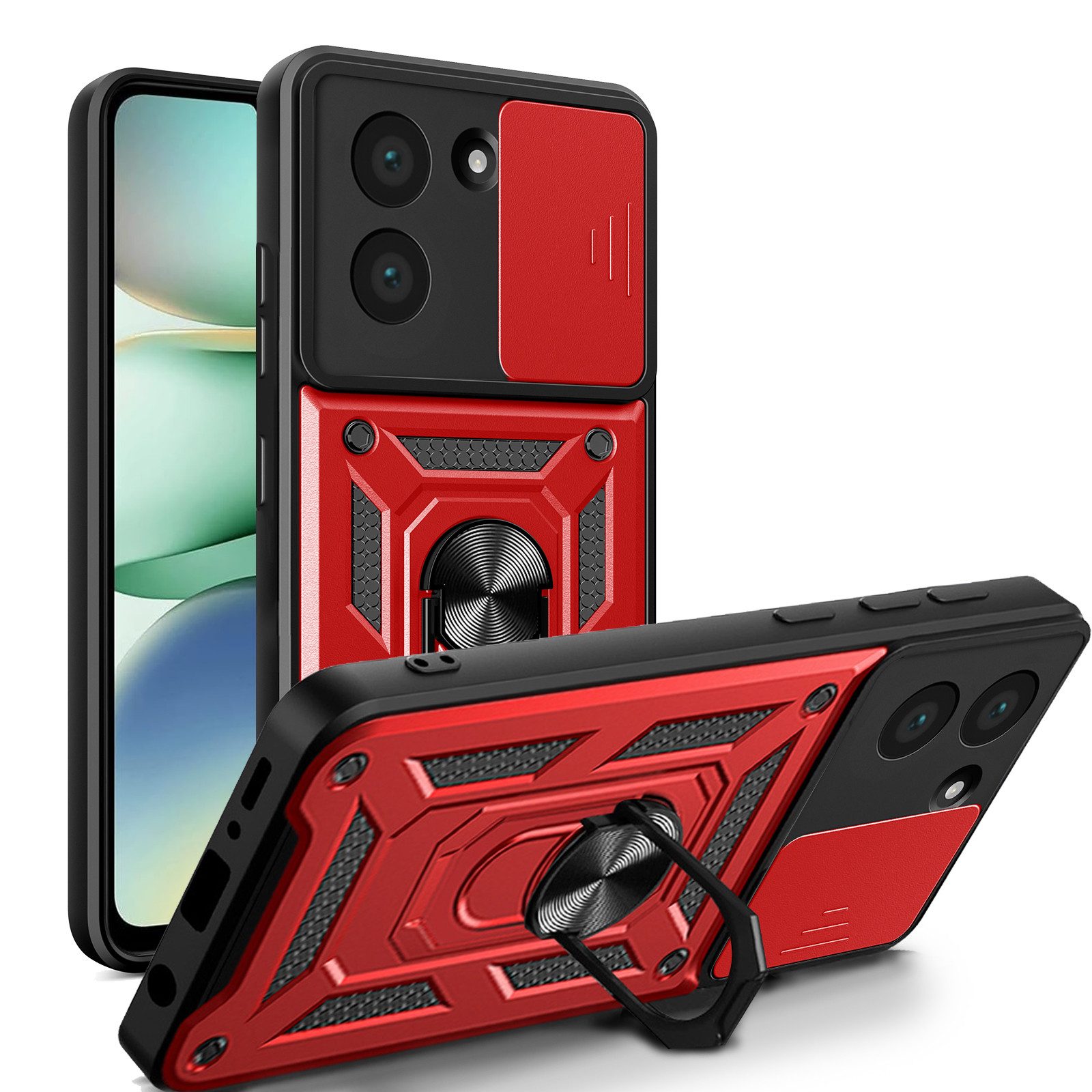 betterfon Handyhülle Panzer Hülle für Xiaomi Redmi A5 Outdoor Case mit Kameraschutz, Outdoorhülle mit Ringhalter Smartstand und Silikonkern