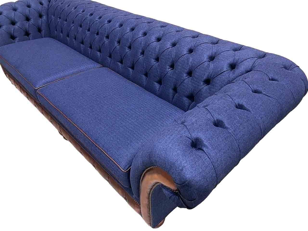 JVmoebel Sofa Blaues Sitzer Stoffsofa Europe Luxus Chesterfield Wohnzimmer, Sofas Made Sofa In 4