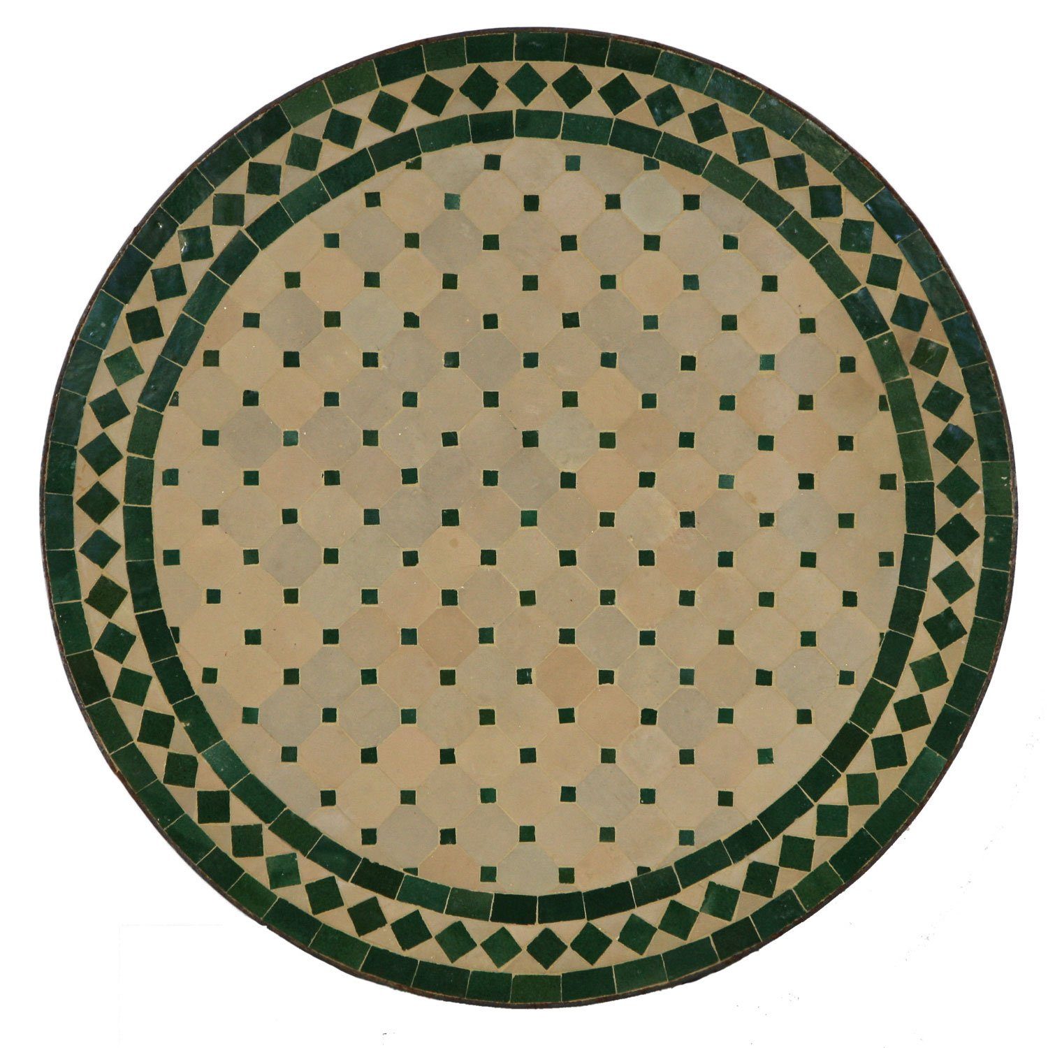 Casa Moro Gartentisch Mediterraner Mosaiktisch, Mosaik Gartentisch Esstisch Balkontisch (grün Terrakotta Ø 100cm groß rund mit Eisengestell, Kunsthandwerk aus Marokko), Handmade, MT2199