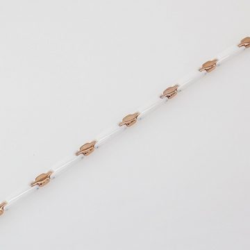 ELLAWIL Collier Halskette / Collier Damenkette Collierkette Gliederkette Kette (aus weißer Keramik mit rosegoldfarbener Edelstahl, Kettenlänge 50 cm, Breite 6 mm), inklusive Geschenkschachtel