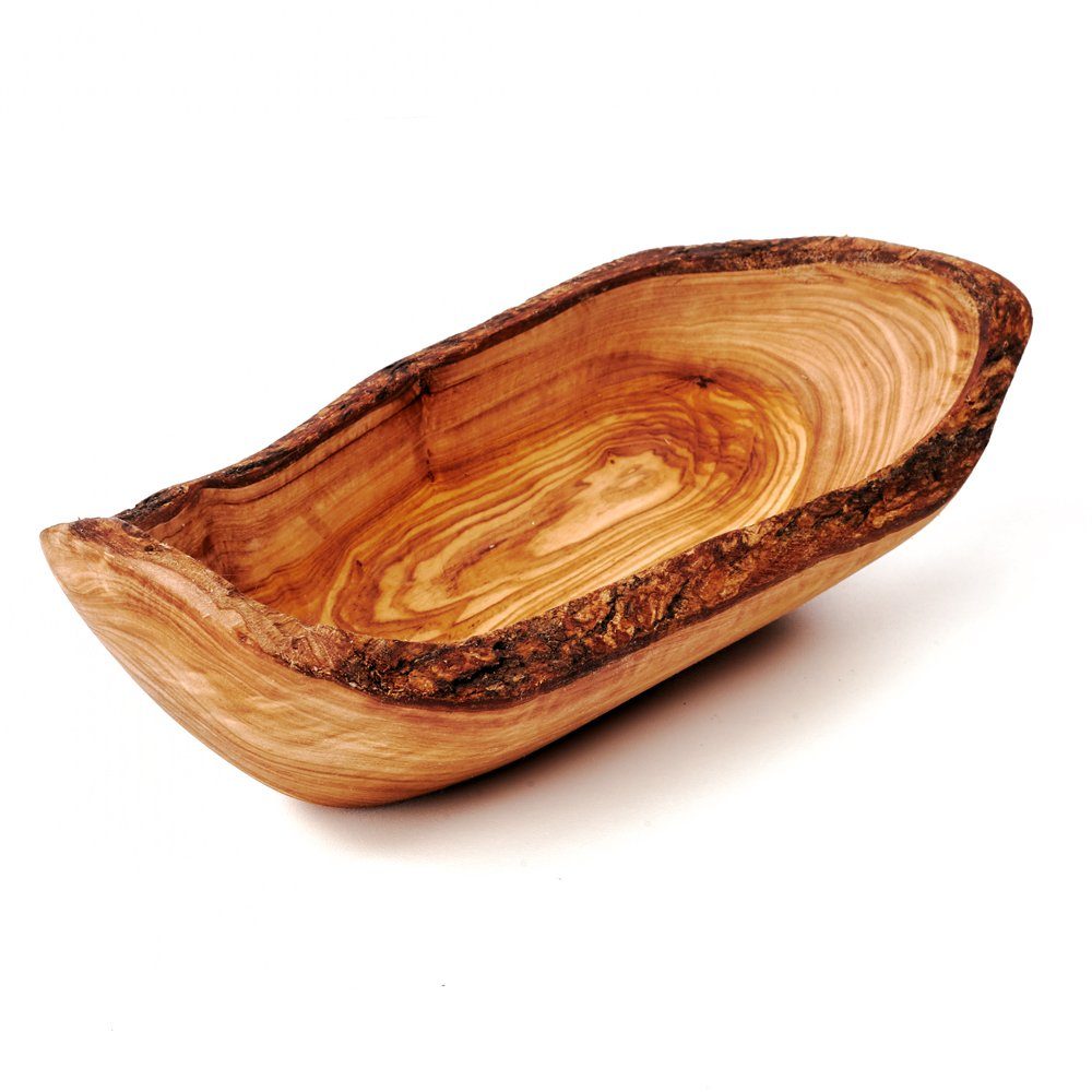 dasOlivenholzbrett Brotschale Baguetteschale aus Olivenholz, mit Naturrand