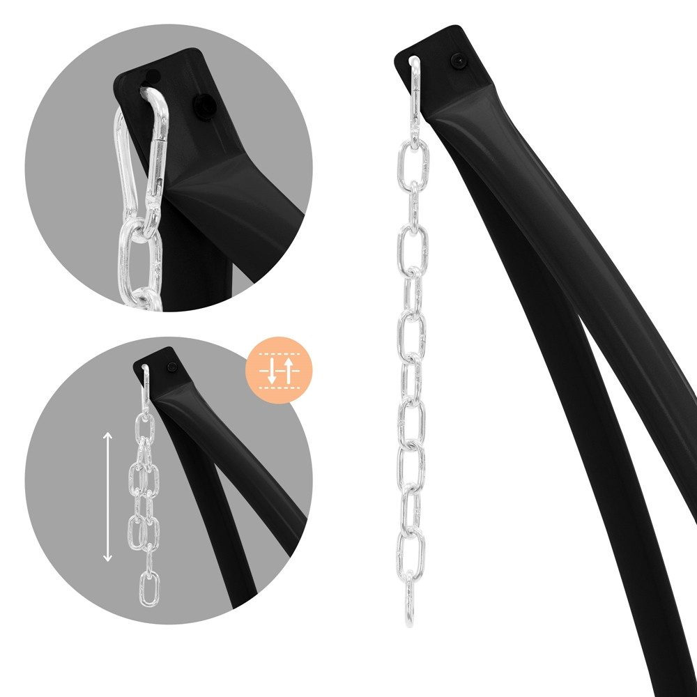 ECD Germany Hängesessel Hängesesselgestell aus Metall bis 120 kg Hängestuhlgestell freistehend, Schwarz Gestell für Hängestuhl Hängeschaukel Hängesitz, Innen & Außen