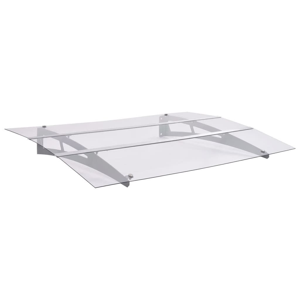 furnicato Markise Türvordach aus massivem PET, silbern-transparent, 150 x 90 cm (1-St) Wetterfeste Eingangsprise mit stabilen Stahlbügeln für den Eingang