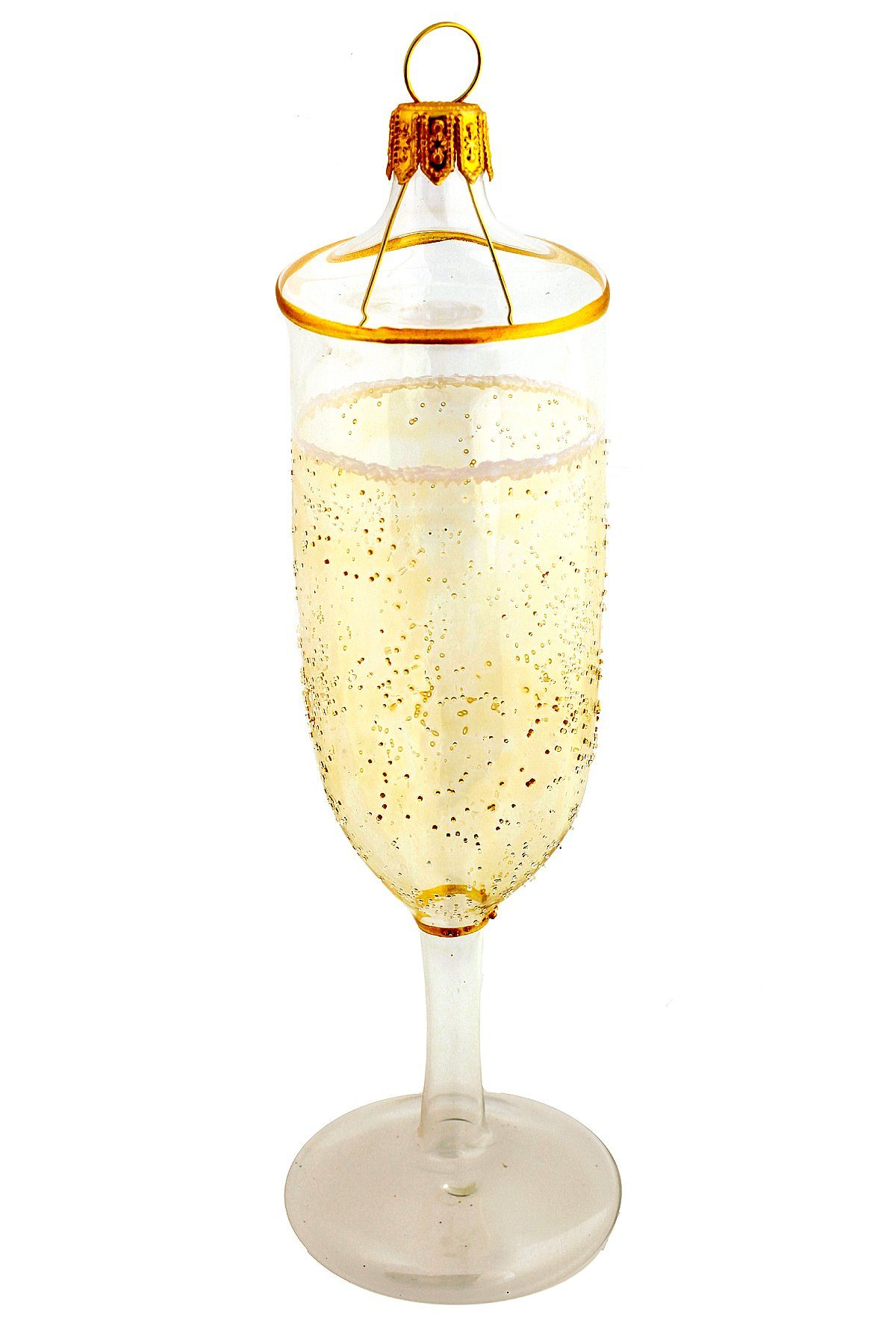 - Dekohänger Glas, mundgeblasen Christbaumschmuck - Hamburger Champagner handdekoriert Weihnachtskontor