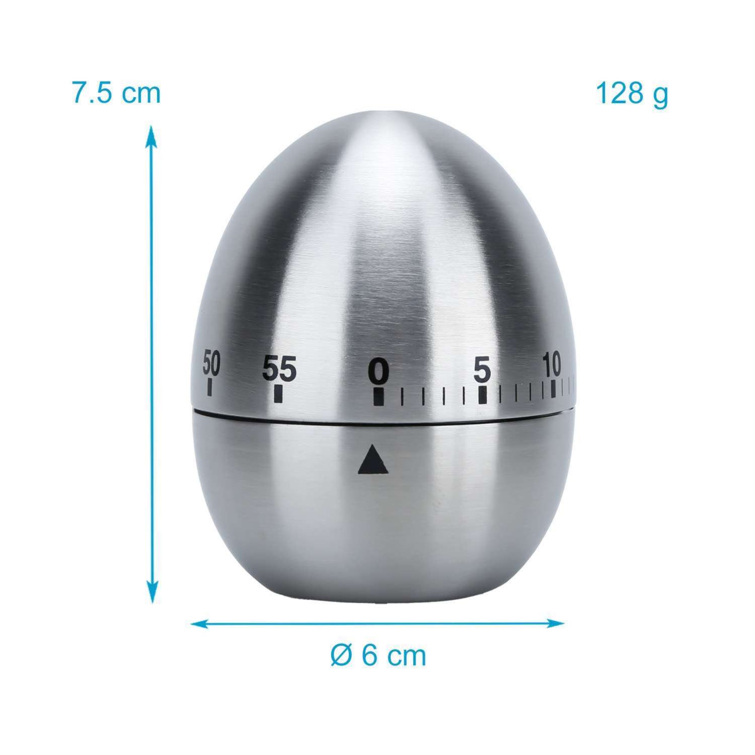 Intirilife Eieruhr (1-St), Eieruhr Rostfreier Edelstahl Küchentimer in elegantem Eierform Design