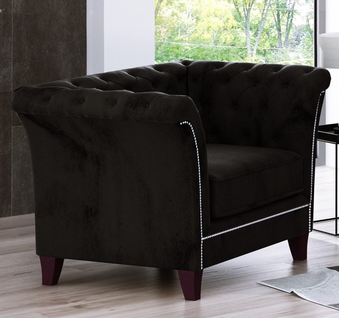 S-Style Möbel Chesterfield-Sessel Rainsburg aus Samt-Stoff günstig online kaufen