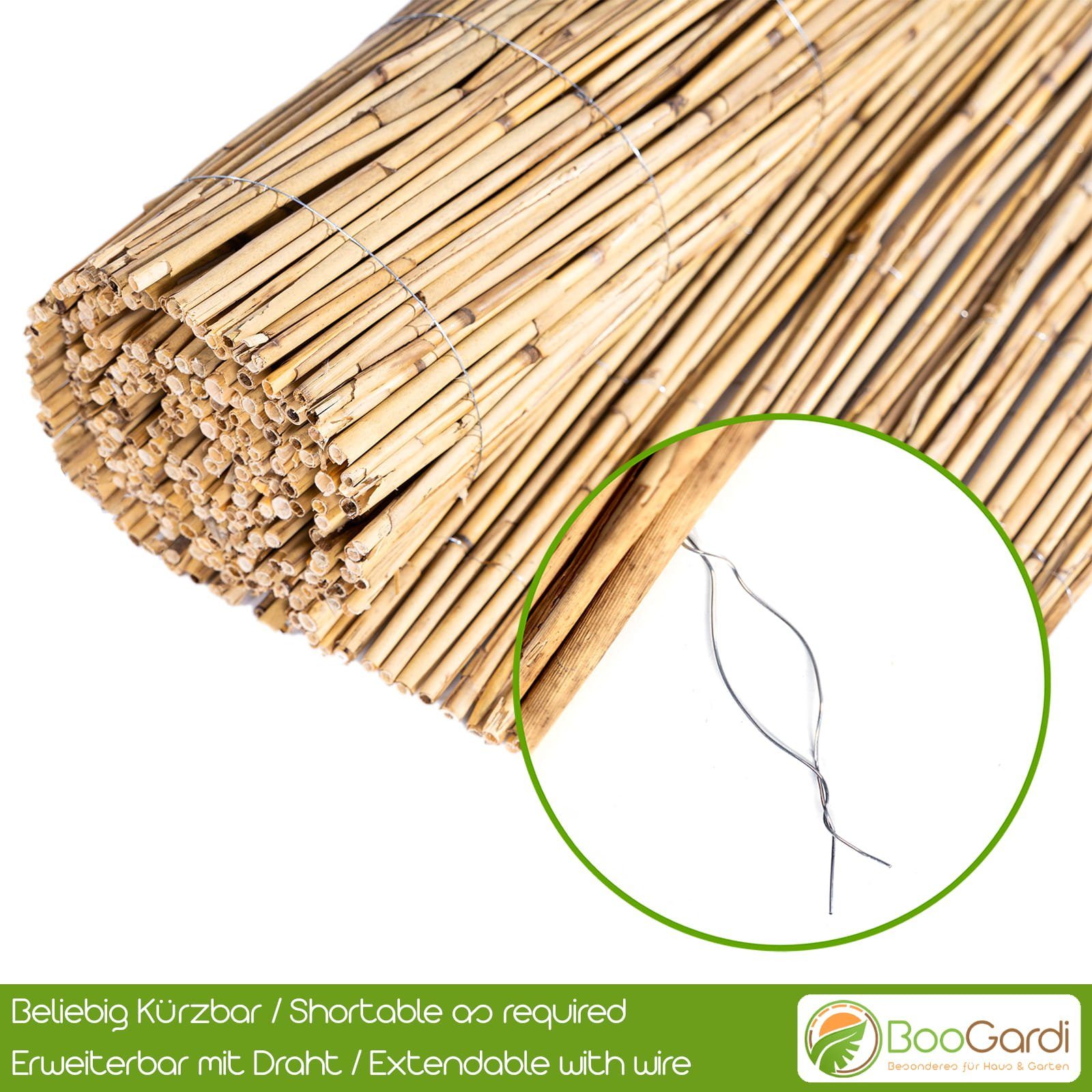 BooGardi Sichtschutzzaunmatten Schilfrohrmatte natur, (1St