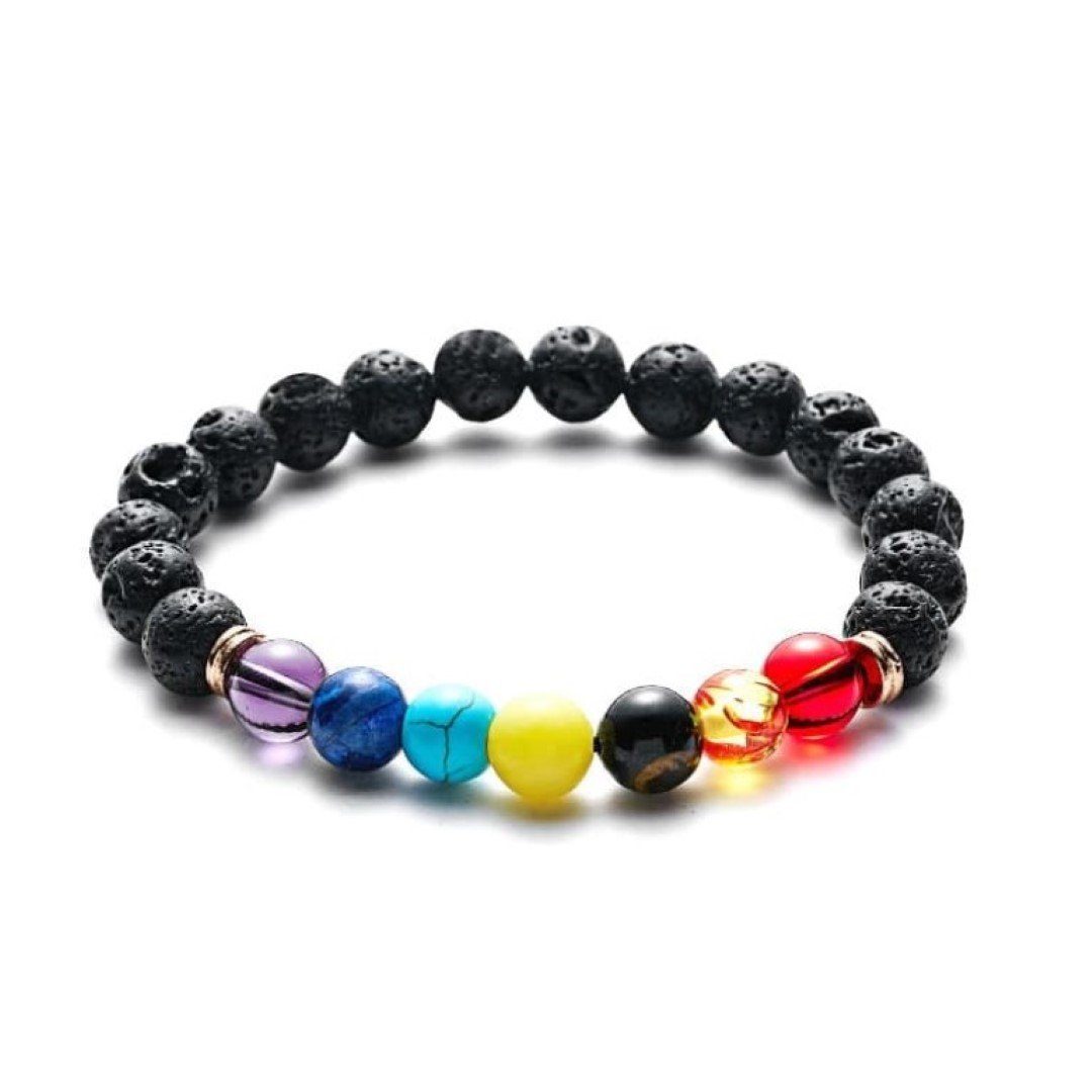 Saraswati Armband Armband Lavasteine, Chakra Edelsteine 6cm flexibel günstig online kaufen