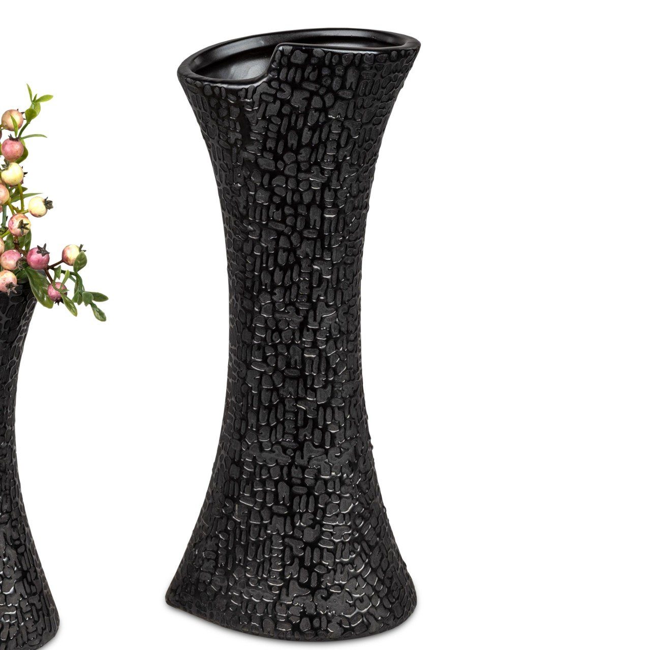 formano Dekovase Modern Black, Schwarz B:12.5cm H:30cm Keramik