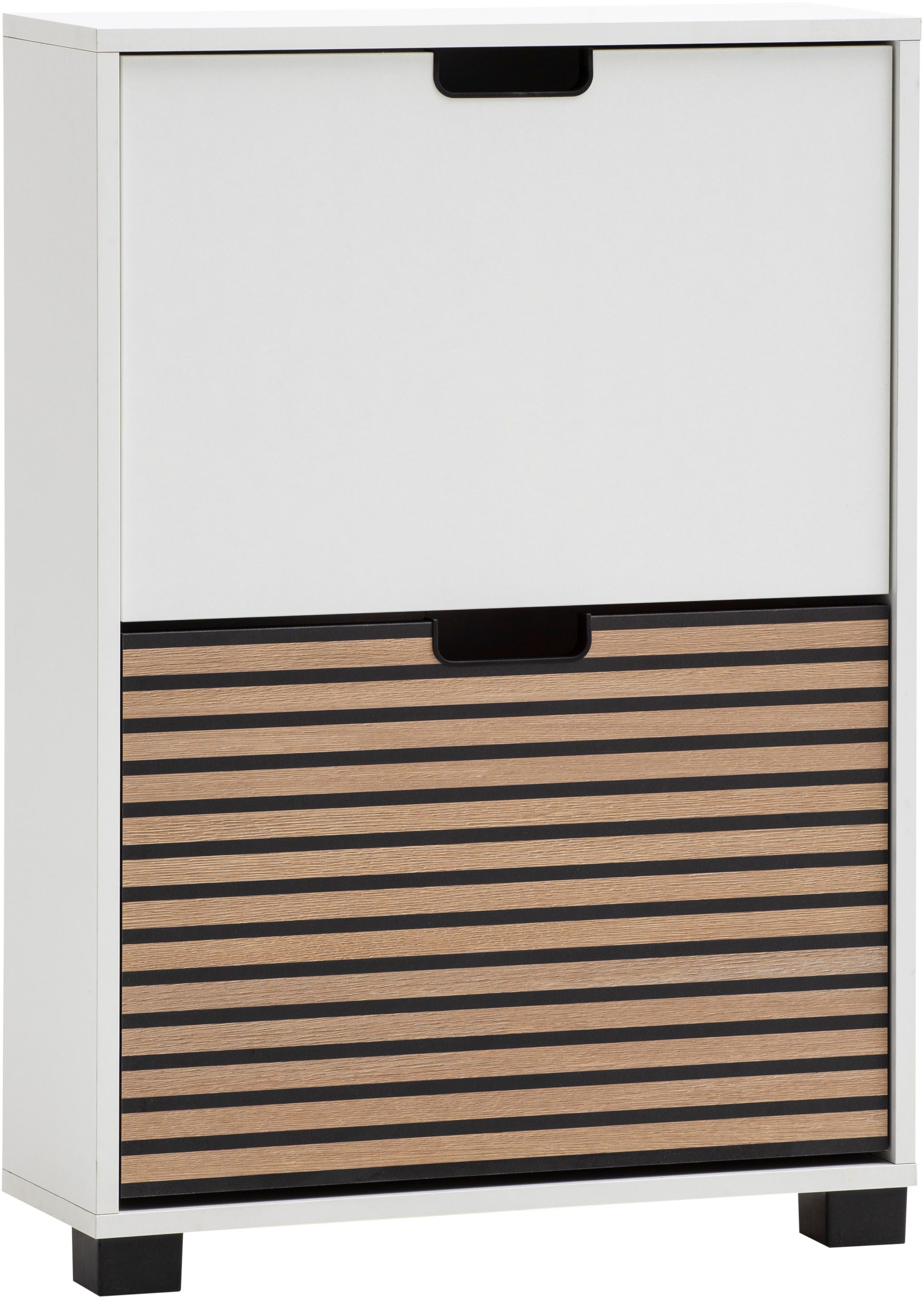 Schildmeyer Schuhschrank Ryker Schuhschrank, Breite 59 cm (1-St) eine Klappe in Akustikplatten-Optik, Platz für 6 Paar Schuhe