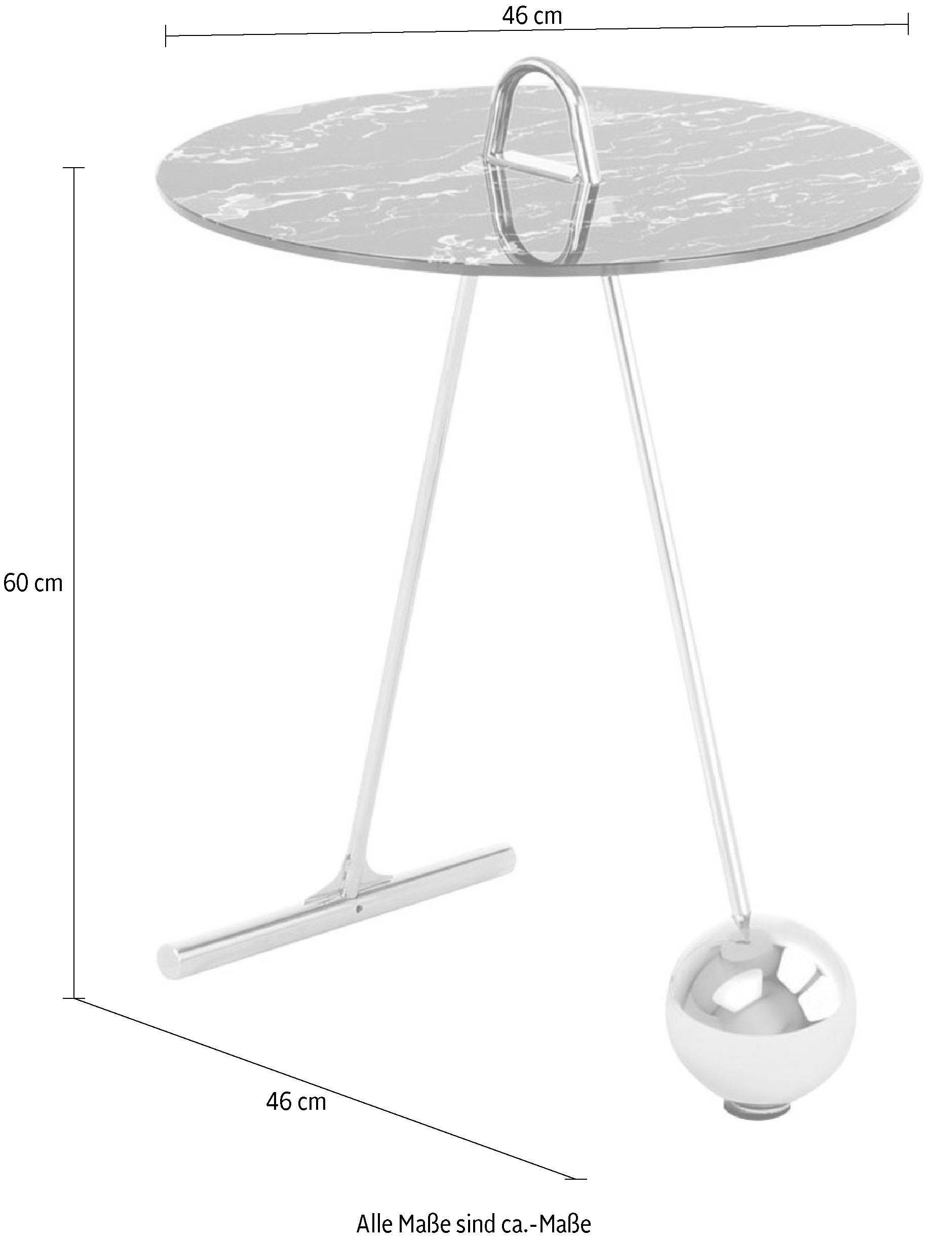 Kayoom Beistelltisch Pendulum 525, Marmoroptik, tragbar Schwarz im Silber / Gestell Pendel-Design, praktisch