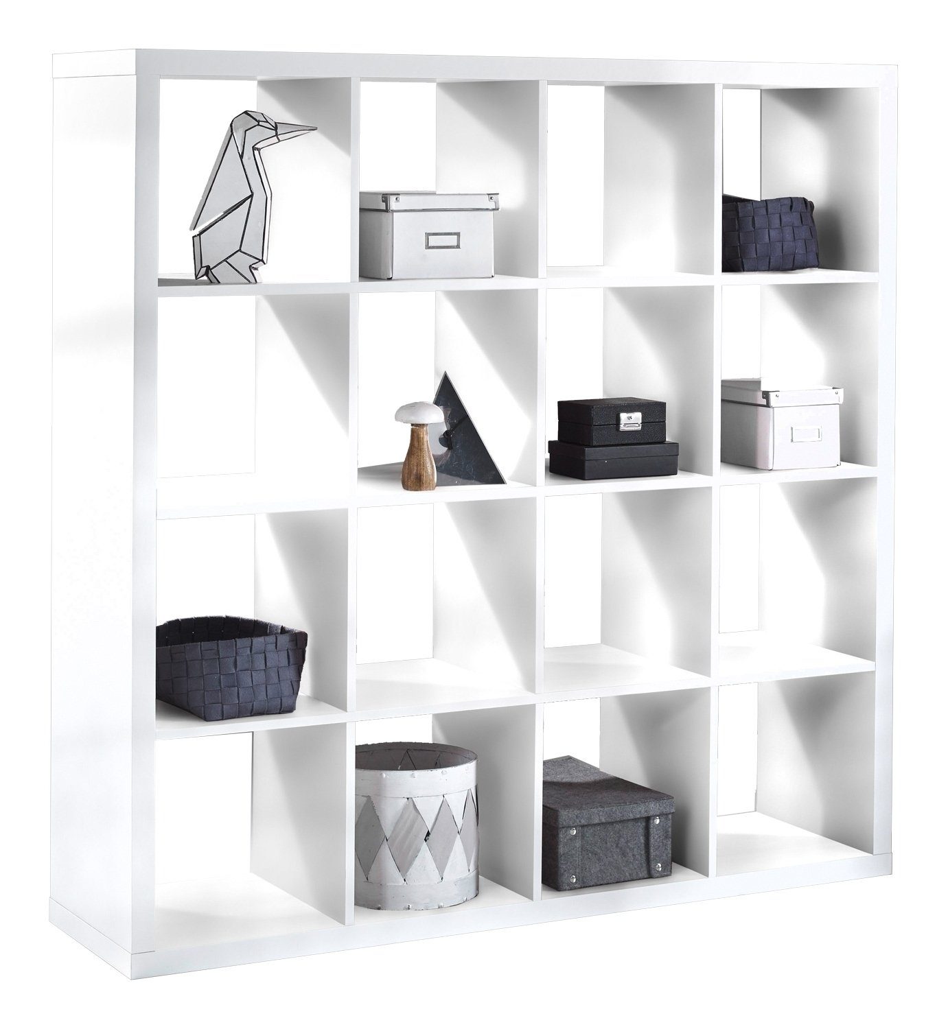 Raumteilerregal STYLE, B 147 x H 147 x 38 cm, Weiß, 4 Etagen, 16 offene Fäc günstig online kaufen