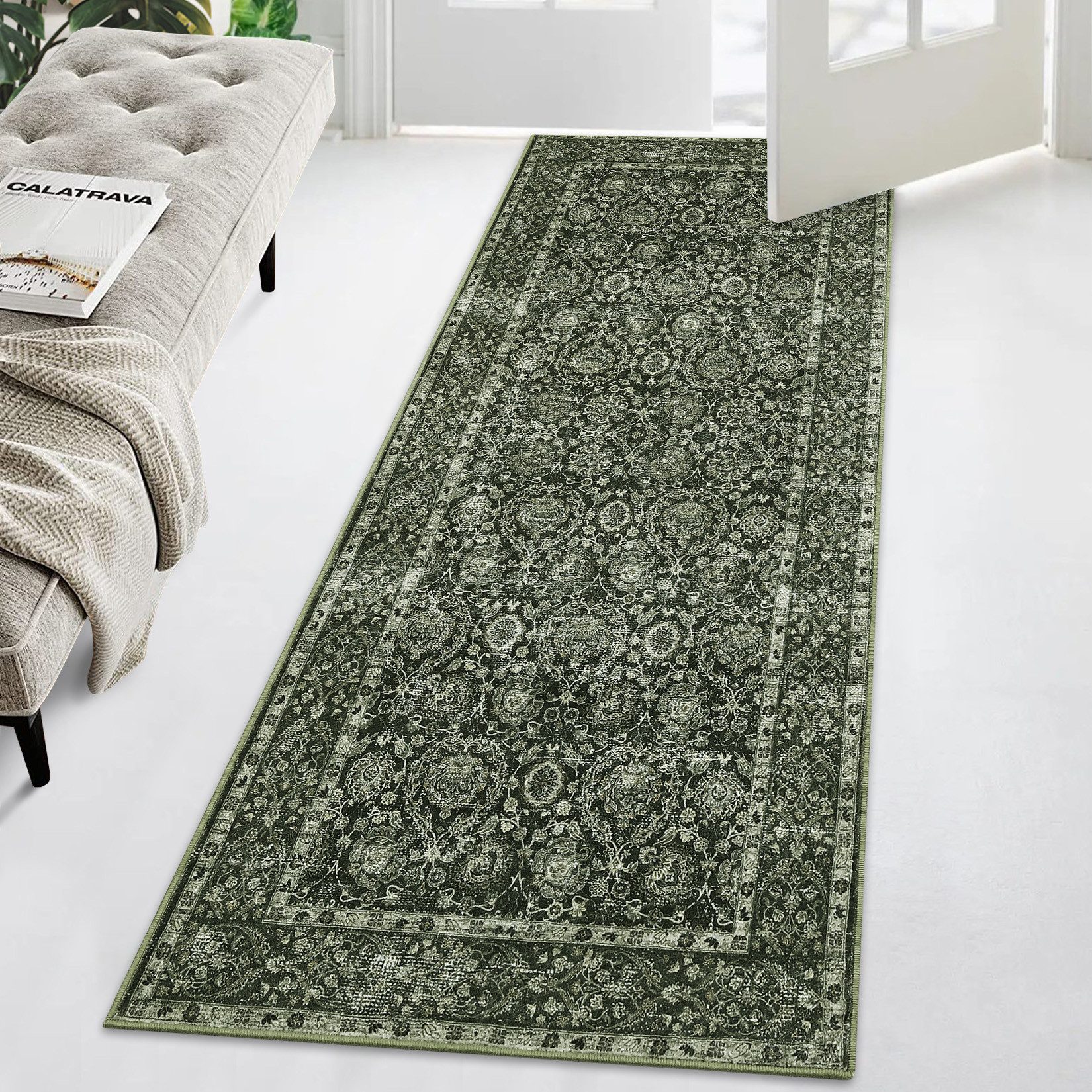 GarveeMore Teppich Boho Vintage Teppich Waschbar rutschfest Teppich, Höhe: 6.6 mm, Kurzflorteppich