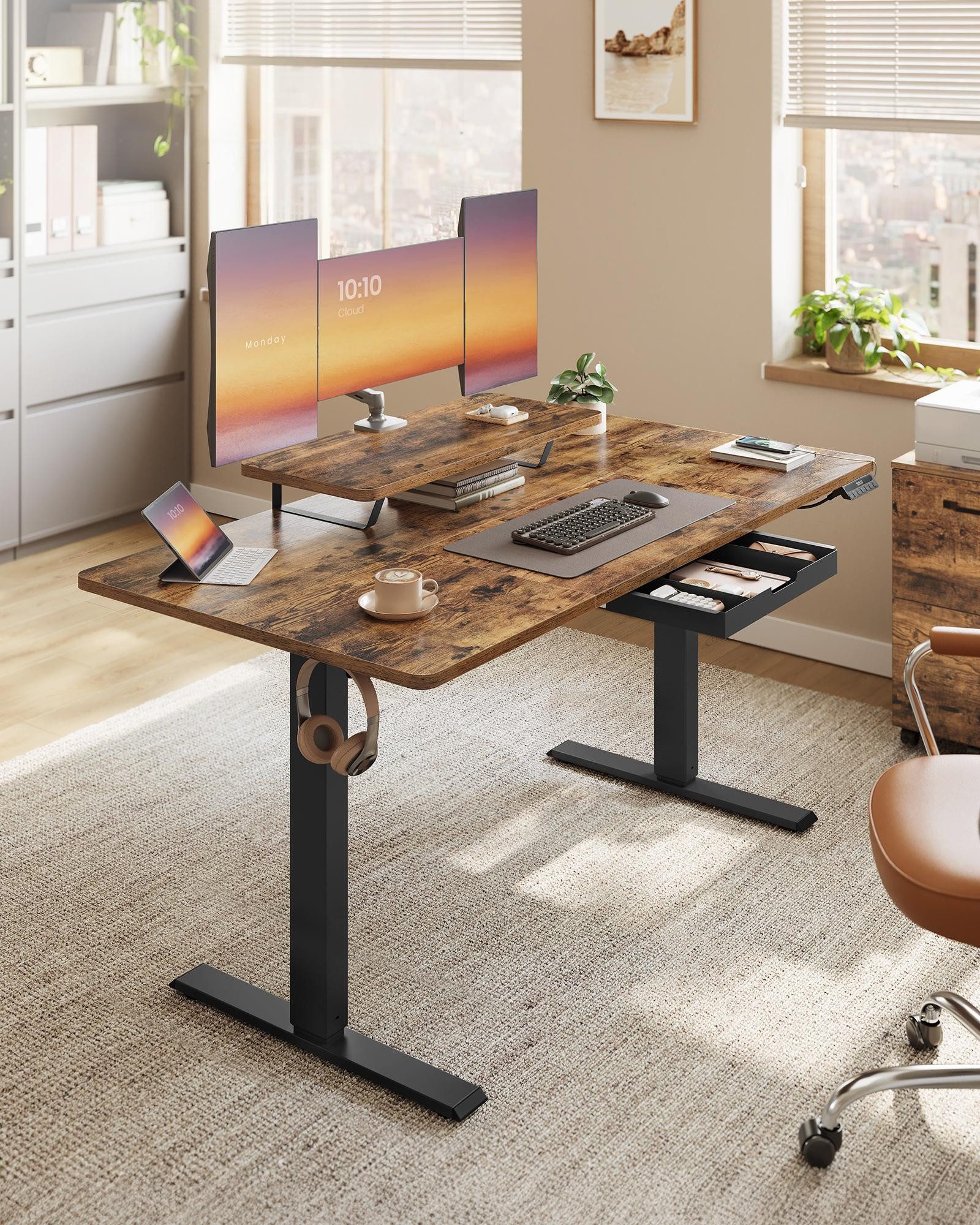 VASAGLE Schreibtisch Höhenverstellbarer, flexibel montierbarer Monitorständ günstig online kaufen