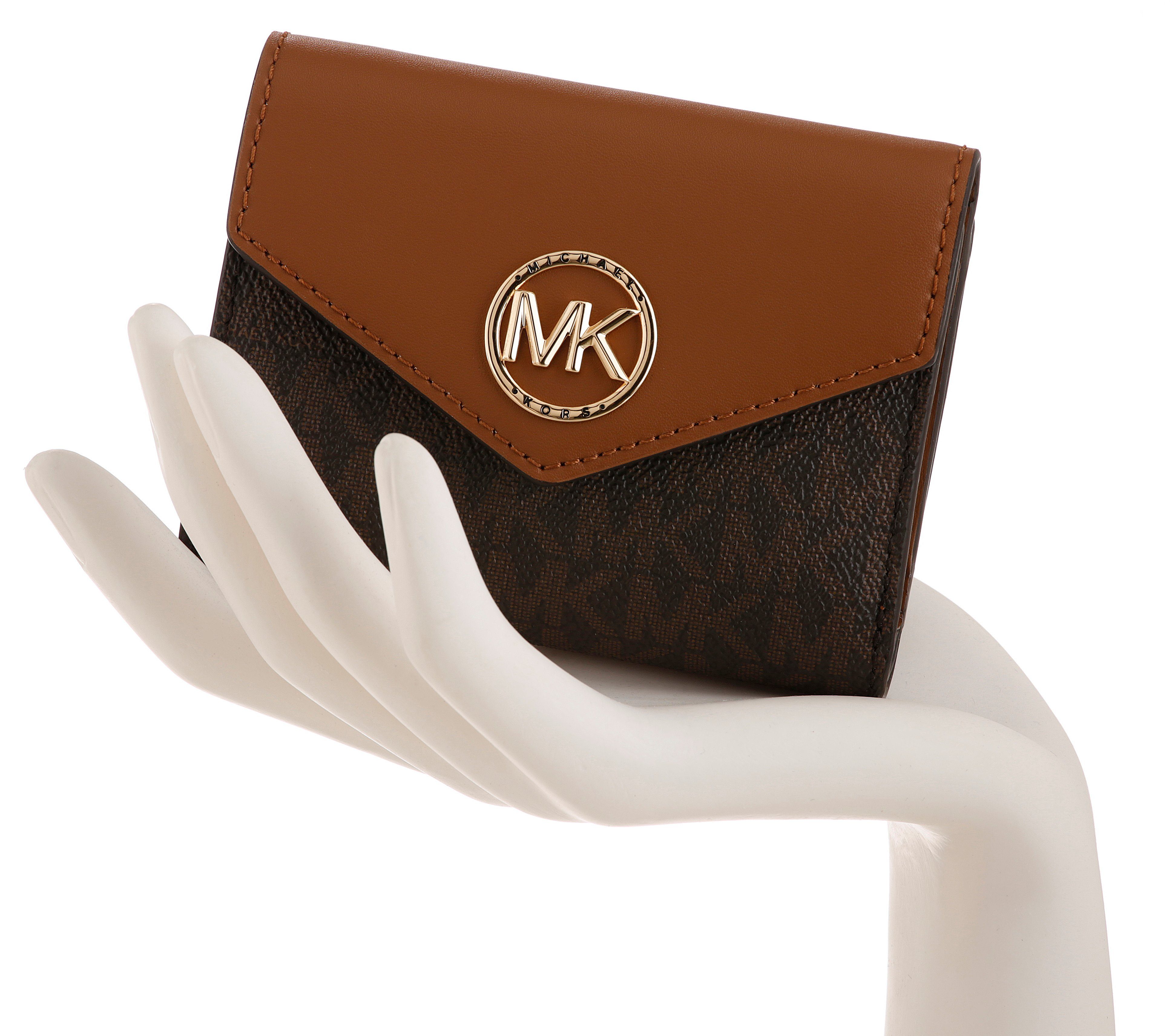 TRIFOLD, dunkelbraun Muster mit KORS Logo MICHAEL Allover Geldbörse