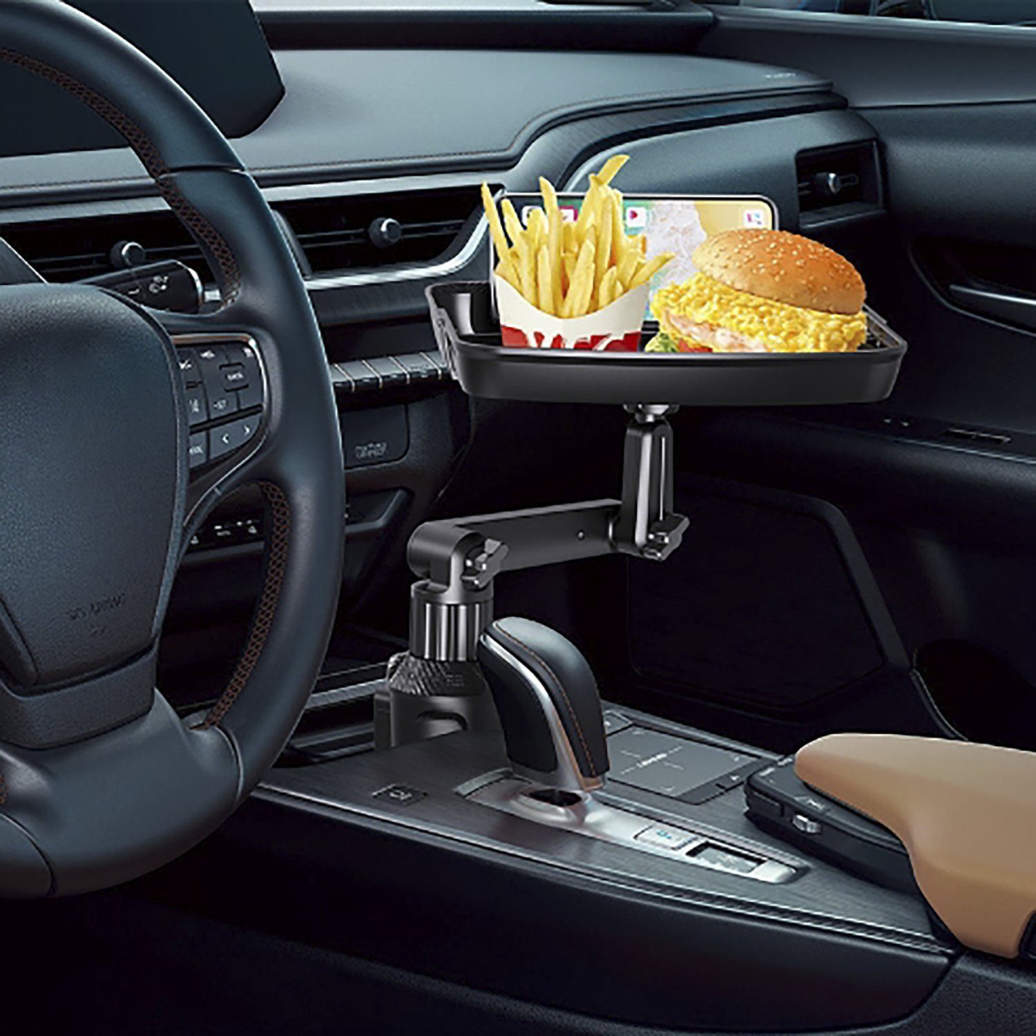 Universal Auto Tasse Halter Tablett Platte Einstellbare Auto Handy Halterung  360 Grad Swivel Lebensmittel Essen Tisch