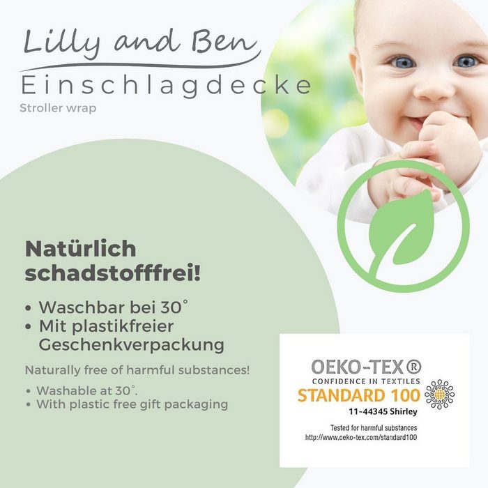 Einschlagdecke Lilly and Ben Winter-Decke für Babyschale &amp; alle Gurtsysteme für Babys 0-10 Monate TU10705
