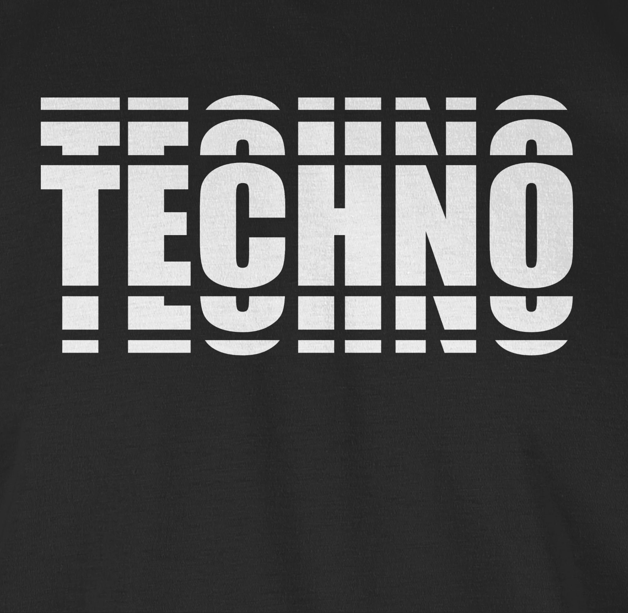 Shirtracer T-Shirt Techno in Schwarz Grafischem 01 Festival Muster Zubehör
