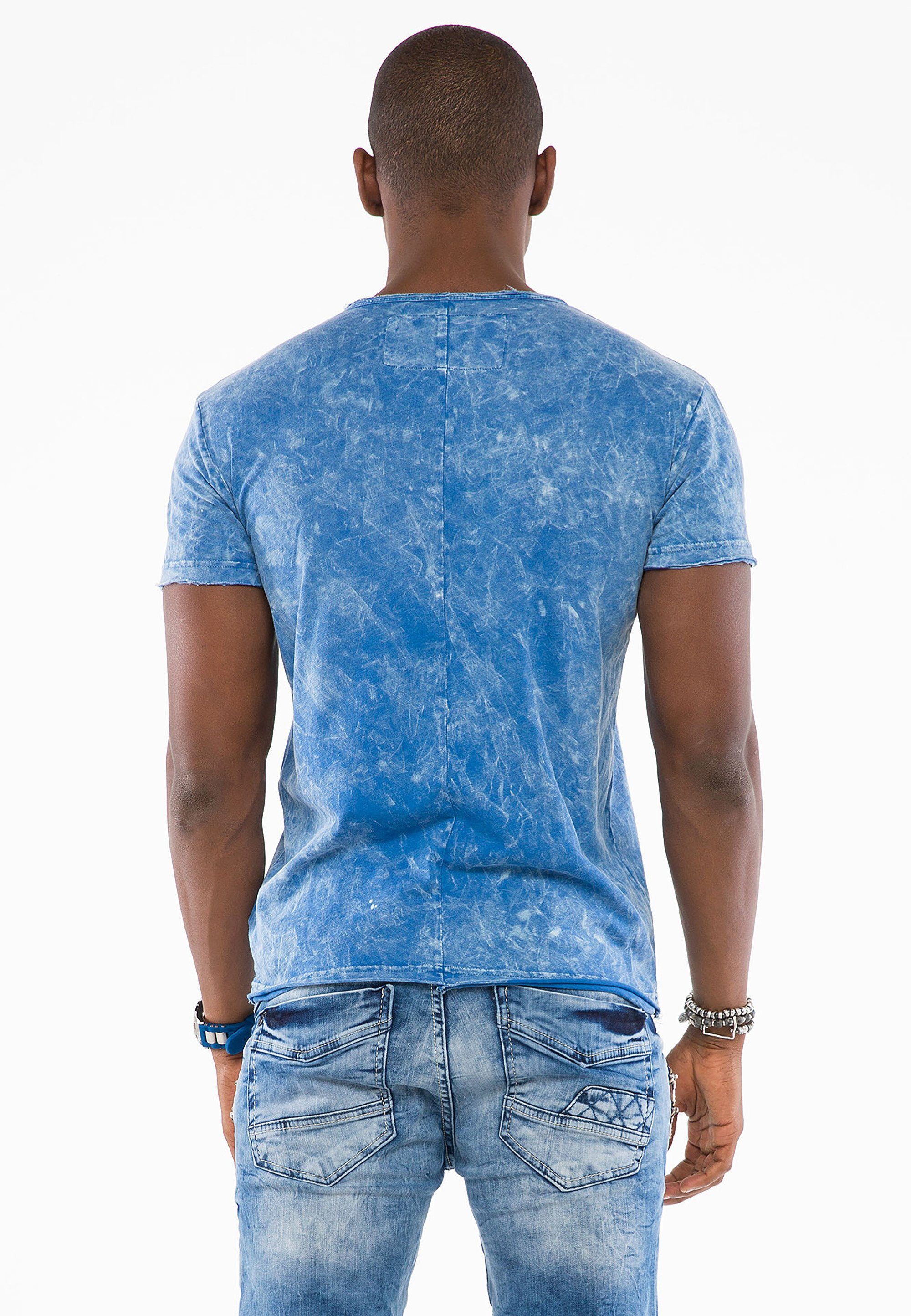 Cipo & T-Shirt Baxx Knopfleiste mit lässiger blau