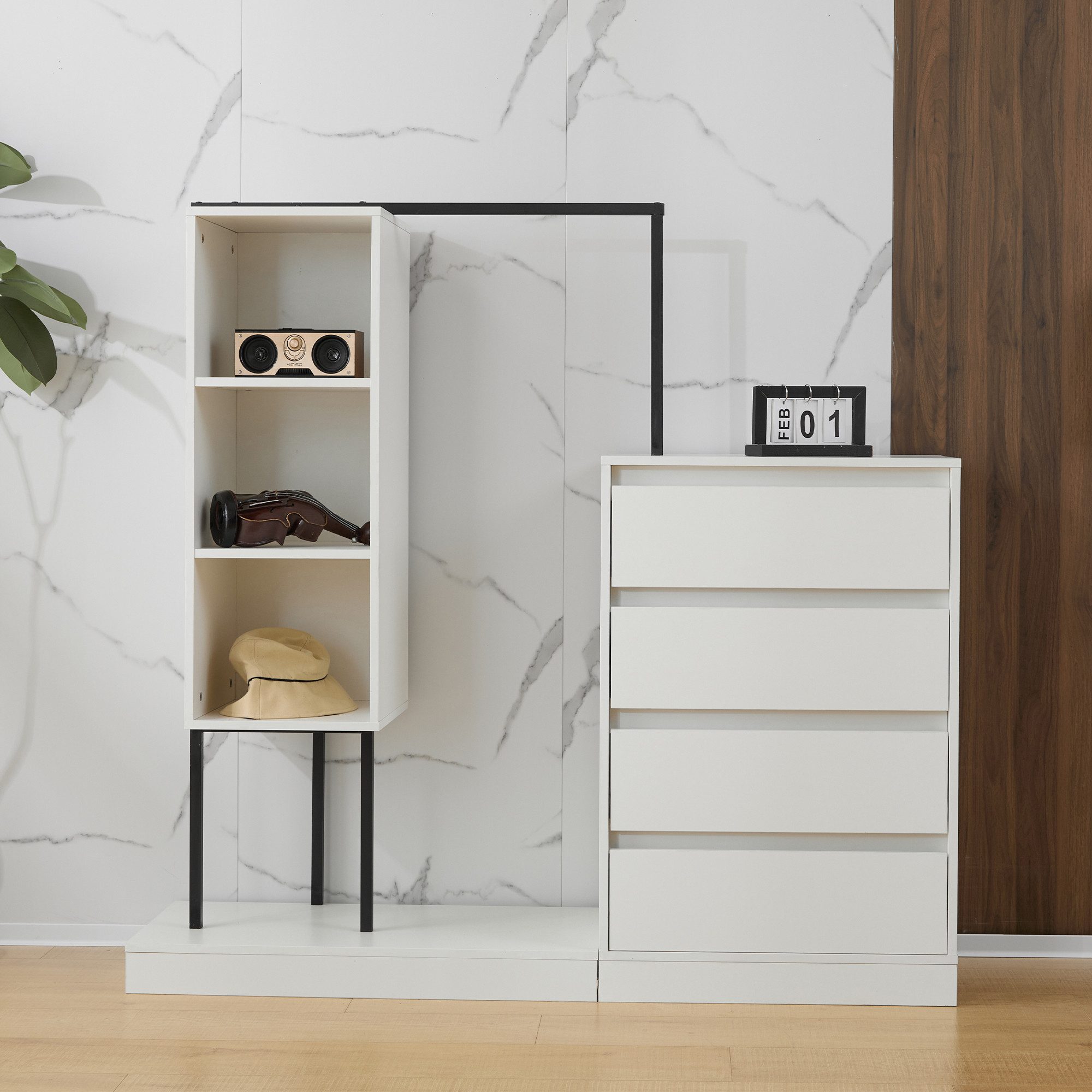 OKWISH Garderoben-Set mit mehrere Stauraumzonen, (Schubladenschrank, günstig online kaufen