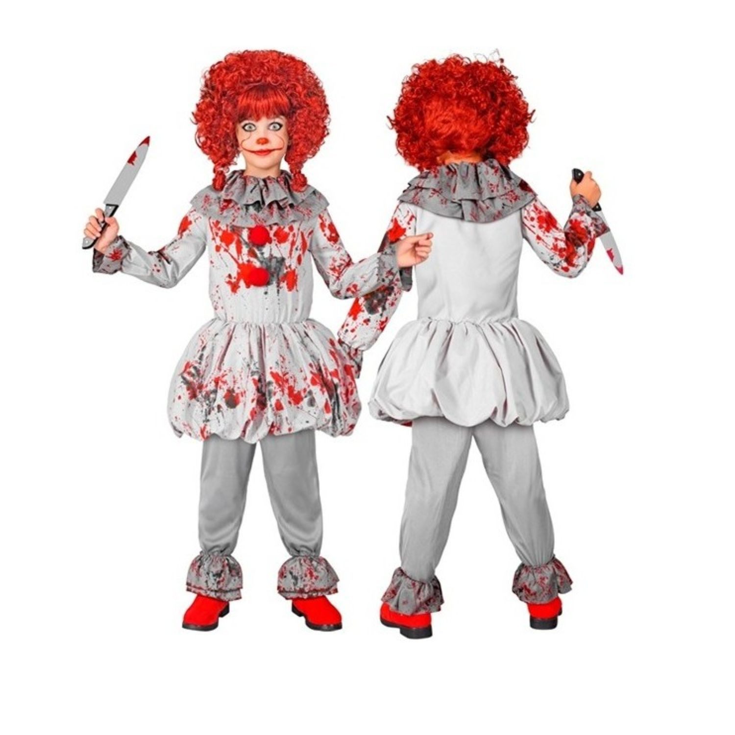 Widmann S.r.l. Clown-Kostüm Kostüm 'Vintage Horror Clown' für Kinder, Grau mi