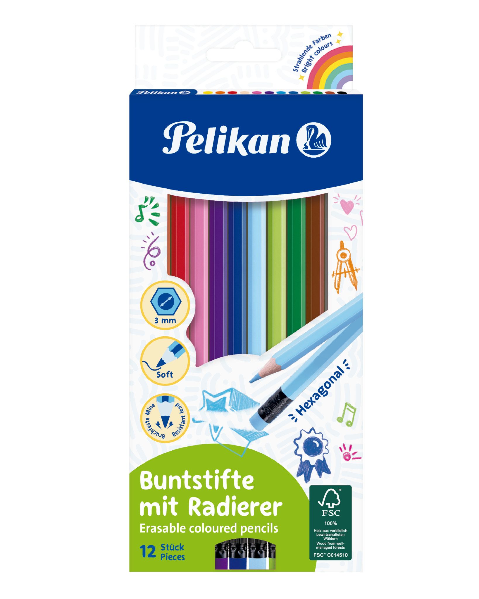 Pelikan Buntstift Pelikan Buntst./12 radierbar, sechskant, FSC
