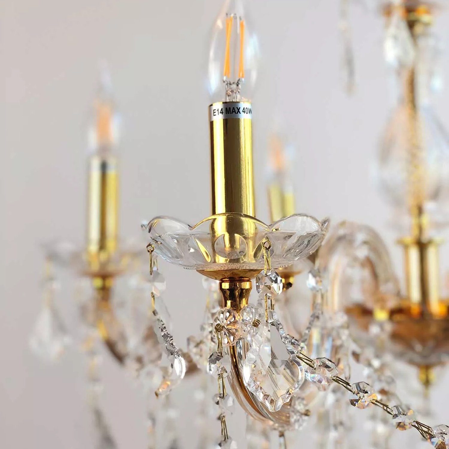 PGA-Lights Kronleuchter Kristall Kronleuchter Gold Ø60cm 6 Leuchtarme Kristallglas ummantelt