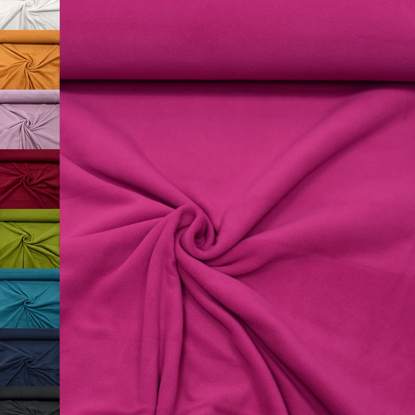 MAGAM-Stoffe Stoff "Lisa", Fleece Stoff Antipilling uni einfarbig ÖKO-TEX Meterware 50cm