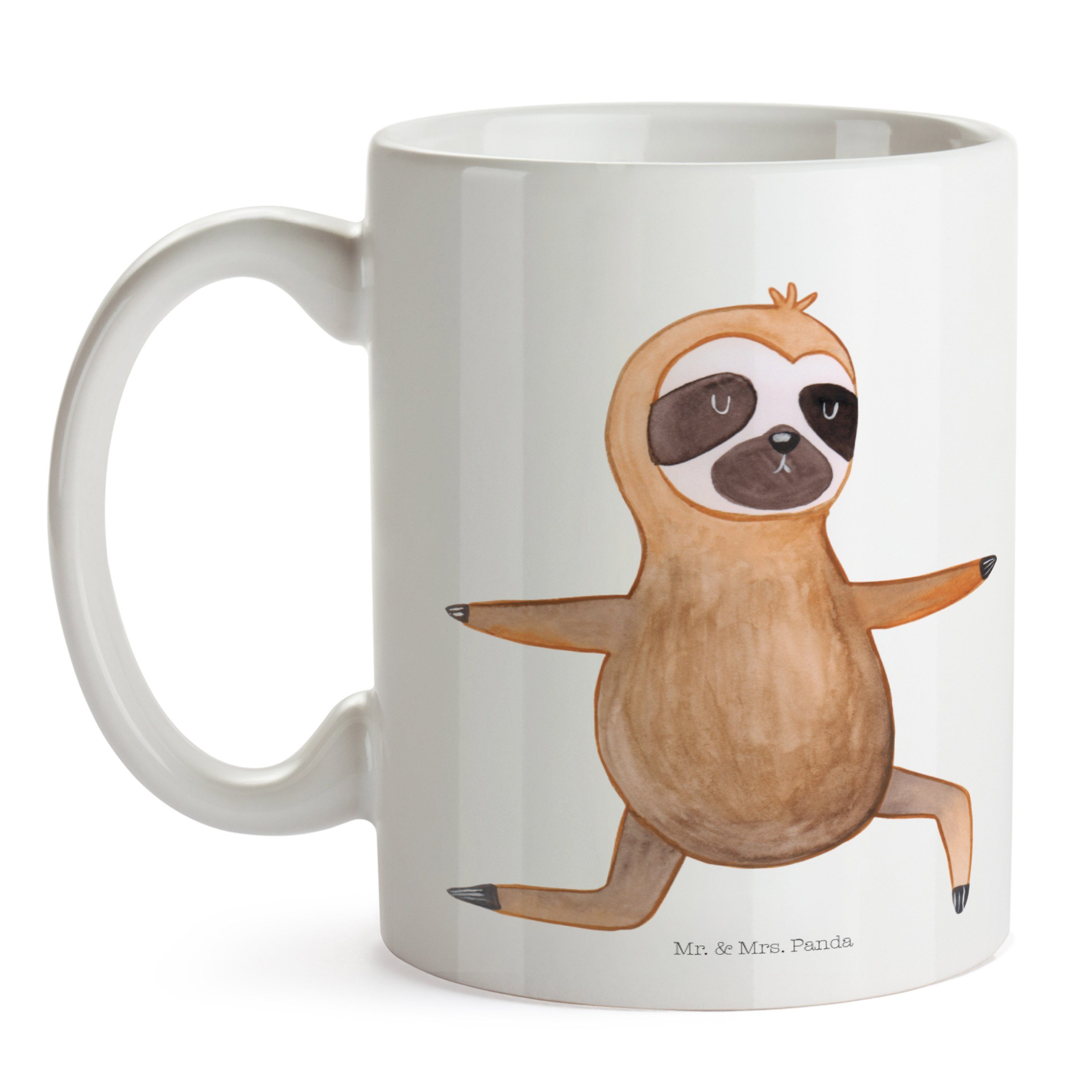 & Mrs. Keramik Geschenk, Mr. Teebecher, Yoga Namaste, Krieg, - Faultier - Panda Weiß Teetasse, Tasse