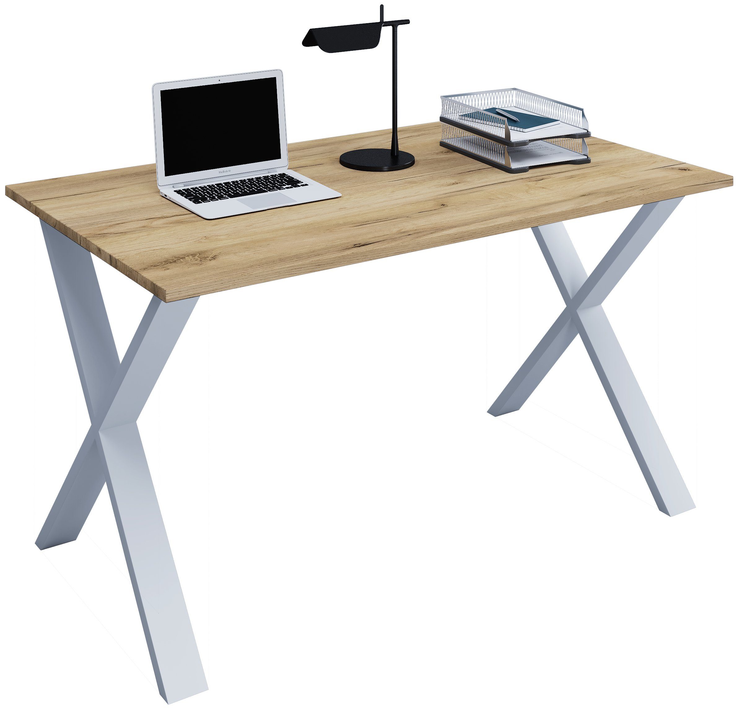 VCM Schreibtisch Lona X 76x140x80cm (1-St), Holz Schreibtisch, Füße aus hochwertigem Metall, Büromöbel